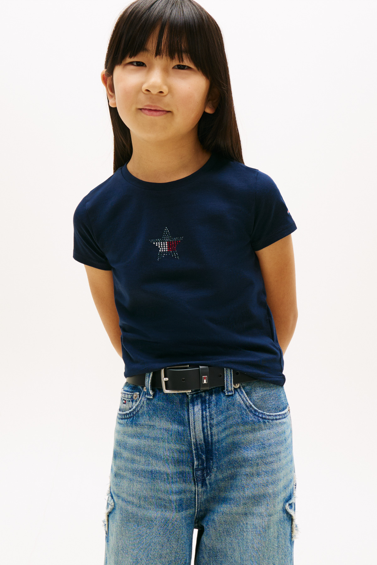 Tommy Hilfiger Girl's Short Sleeve Star Flag Navy Blue T-Shirt