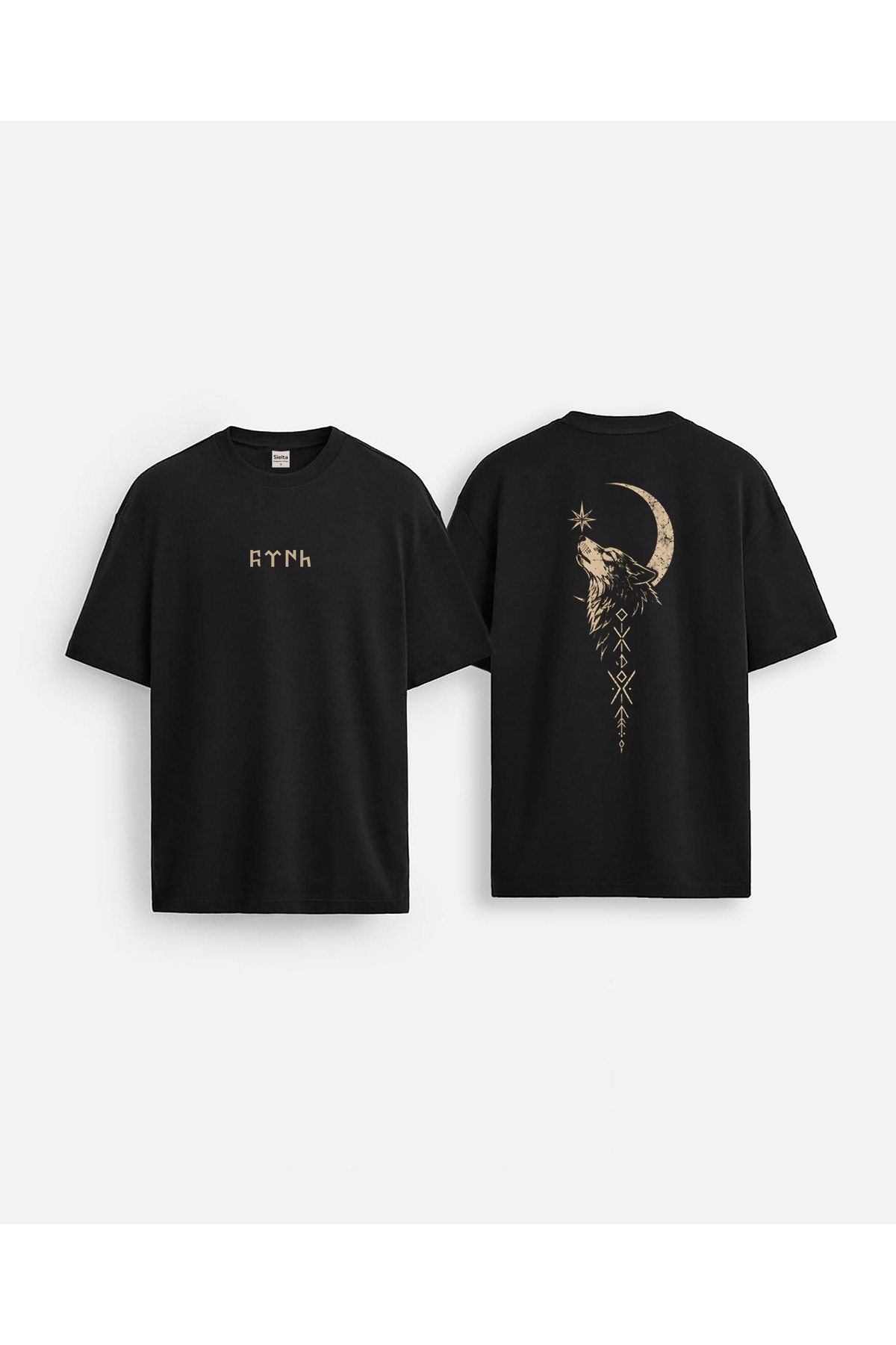 cesita Türk Bozkurt Kurt Baskılı Pamuklu Siyah Tişört T-shirt