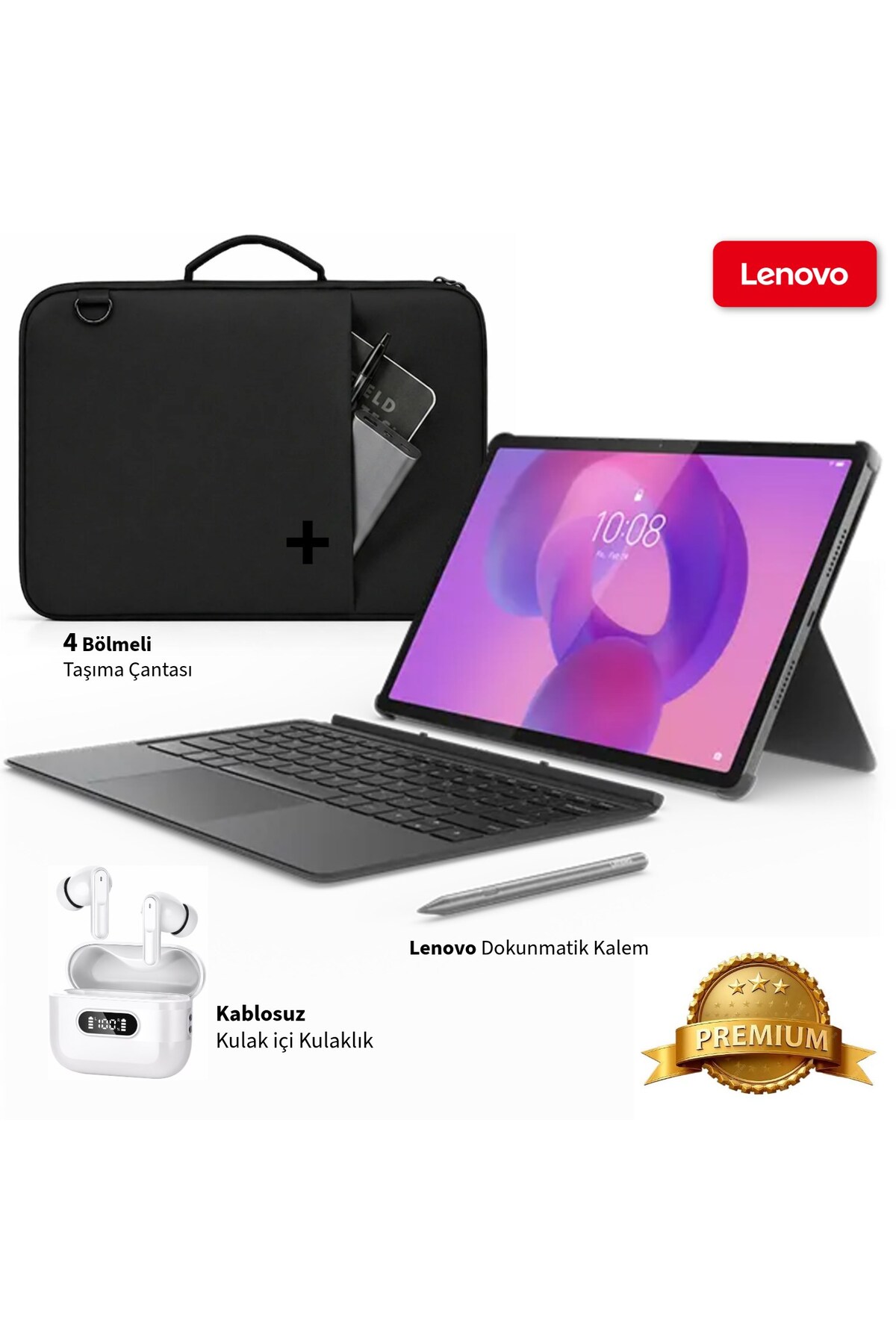 LENOVO Klavye ve Kalemli 12,7 İnç 3K 144 Hz Dokunmatik Tablet, 8 GB RAM 256 GB Hafıza, Yüksek Çözünürlük ve Akıcı Klavye, Stand