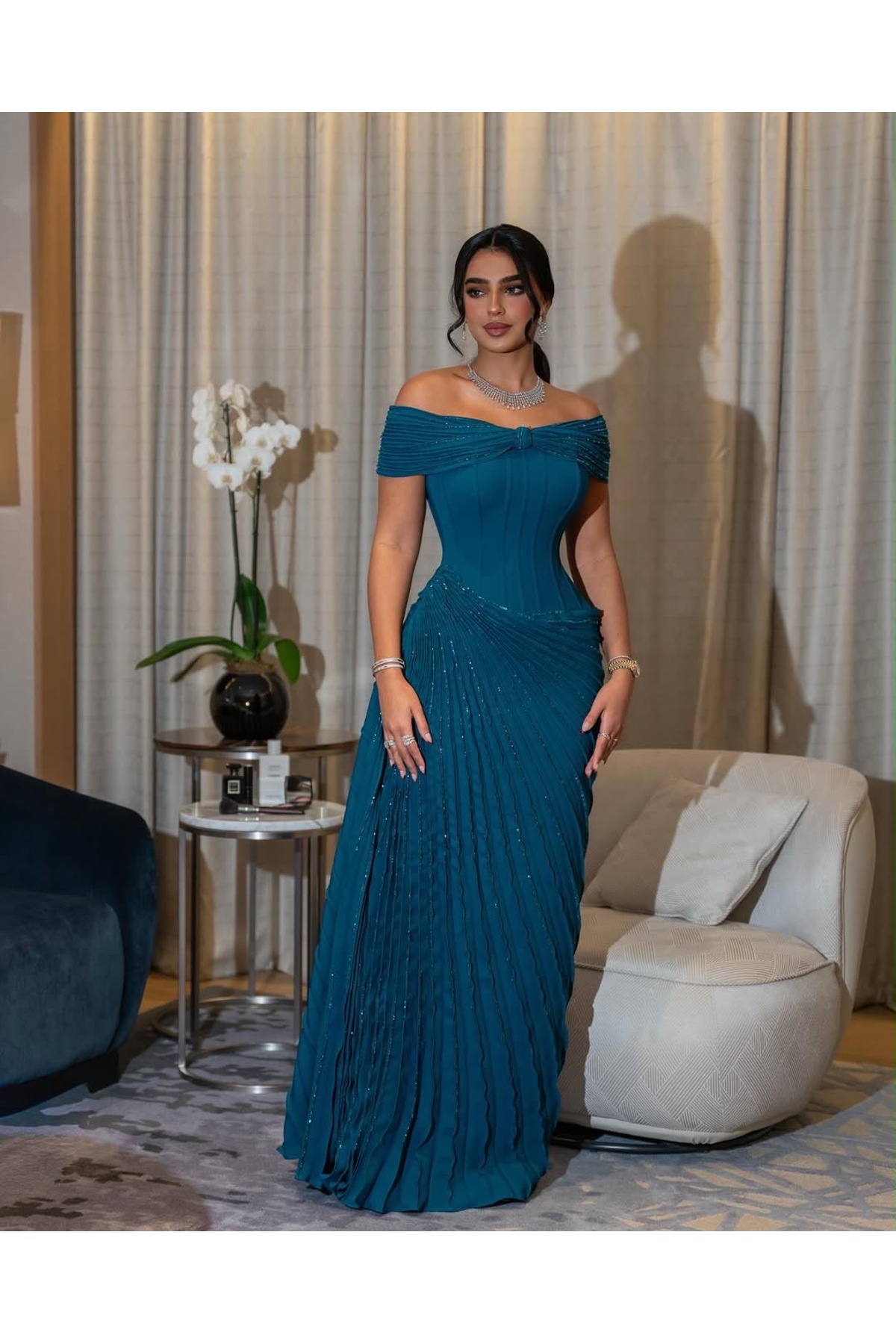 فستان سهرة ازرق