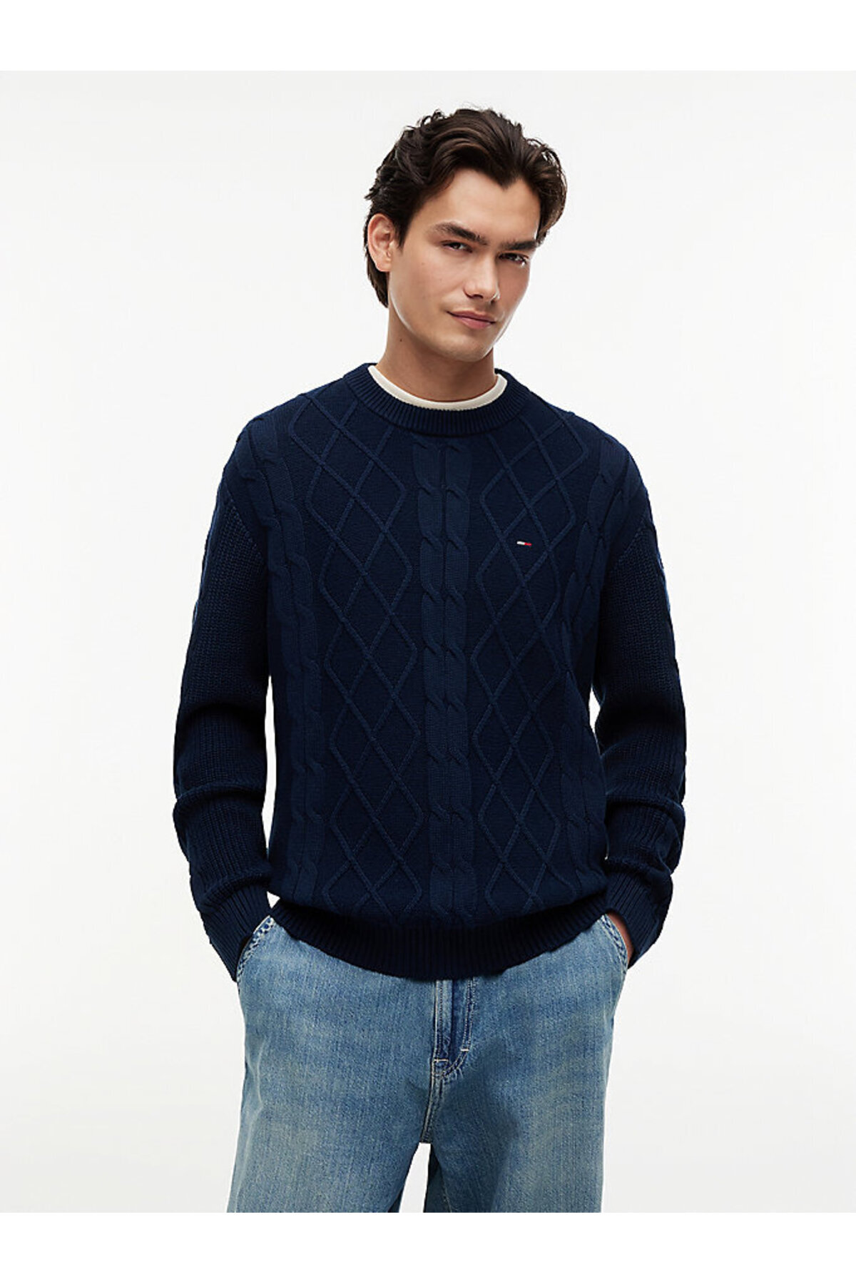 Tommy Hilfiger پلیور مردانه طرح پرچم کلاسیک معمولی Tjm — آبی DM0DM23405C1G