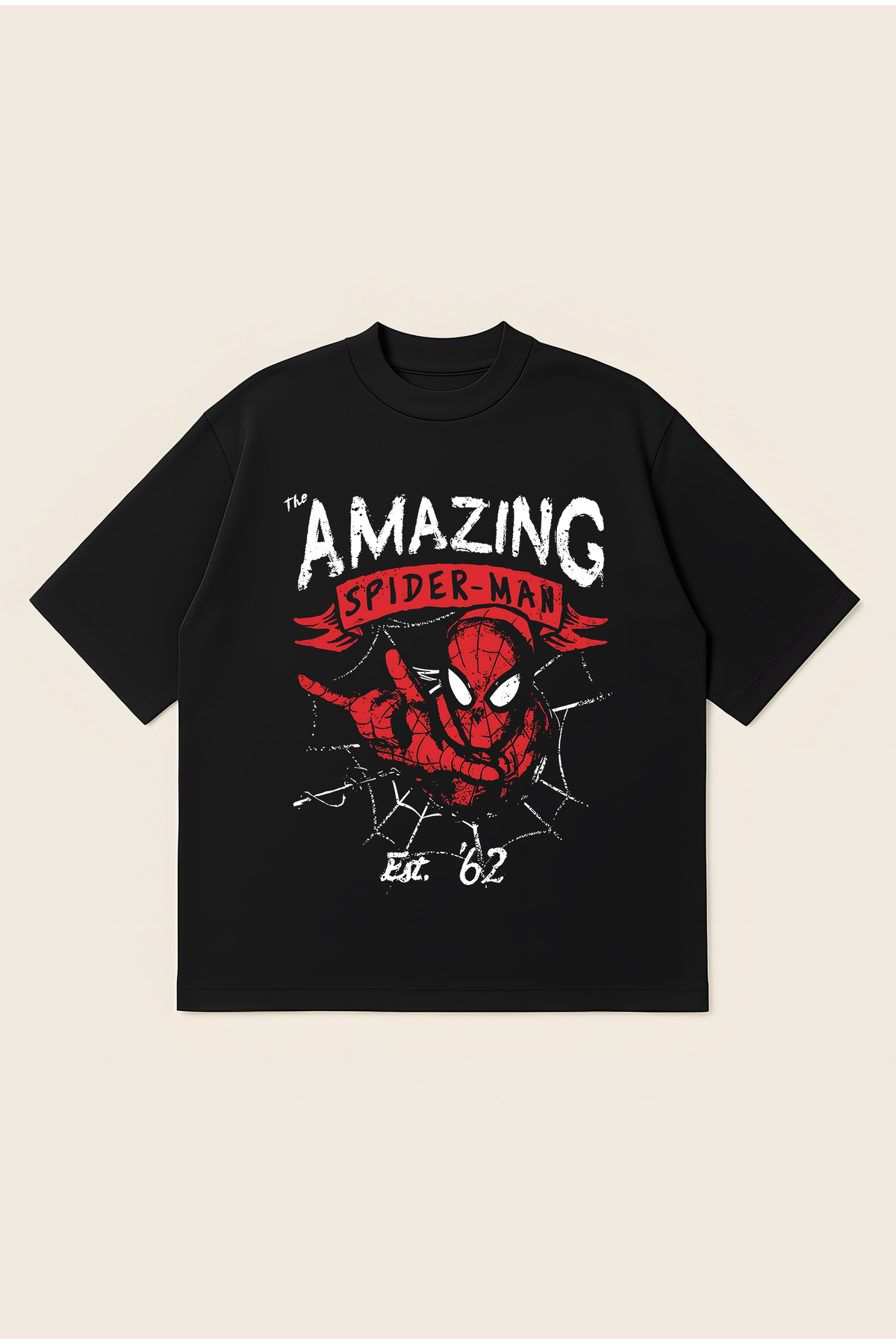 Moon Dancer Unisex Spiderman Printed Oversize Boxy Cut 100% Cotton Tshirt | Streetwear