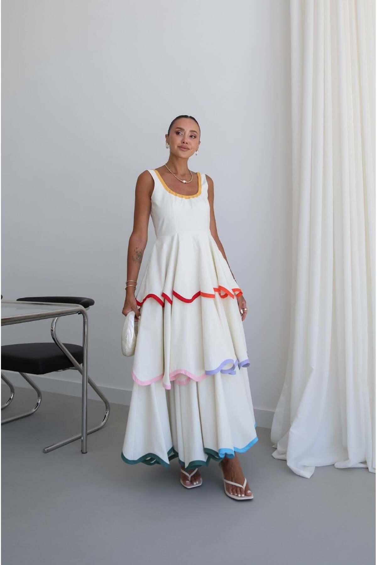 Havoş Ecru Colored Layered Dress