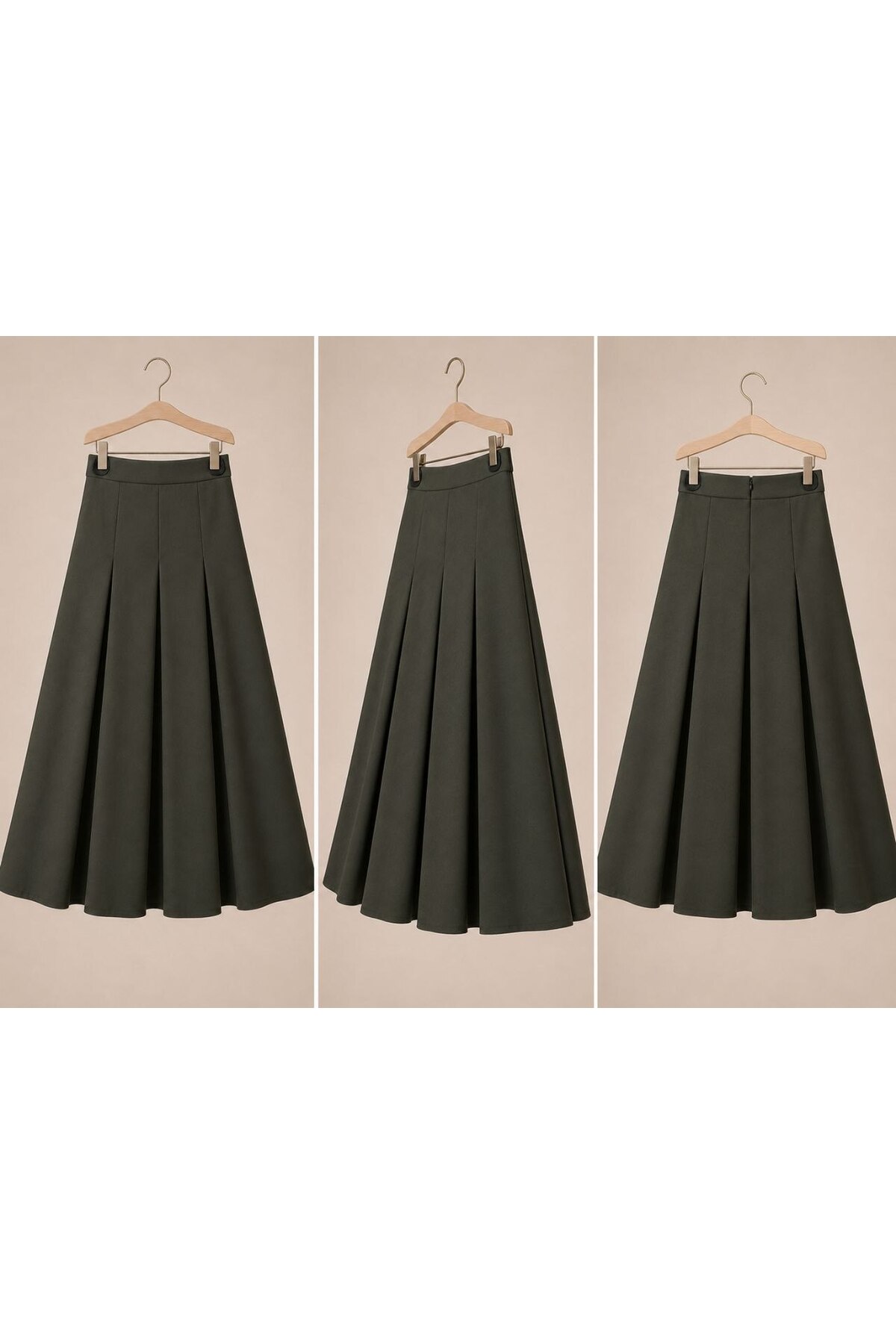 Jood School Uniform Pleated Skirt Mid-Calf Length with Elastic Waistband