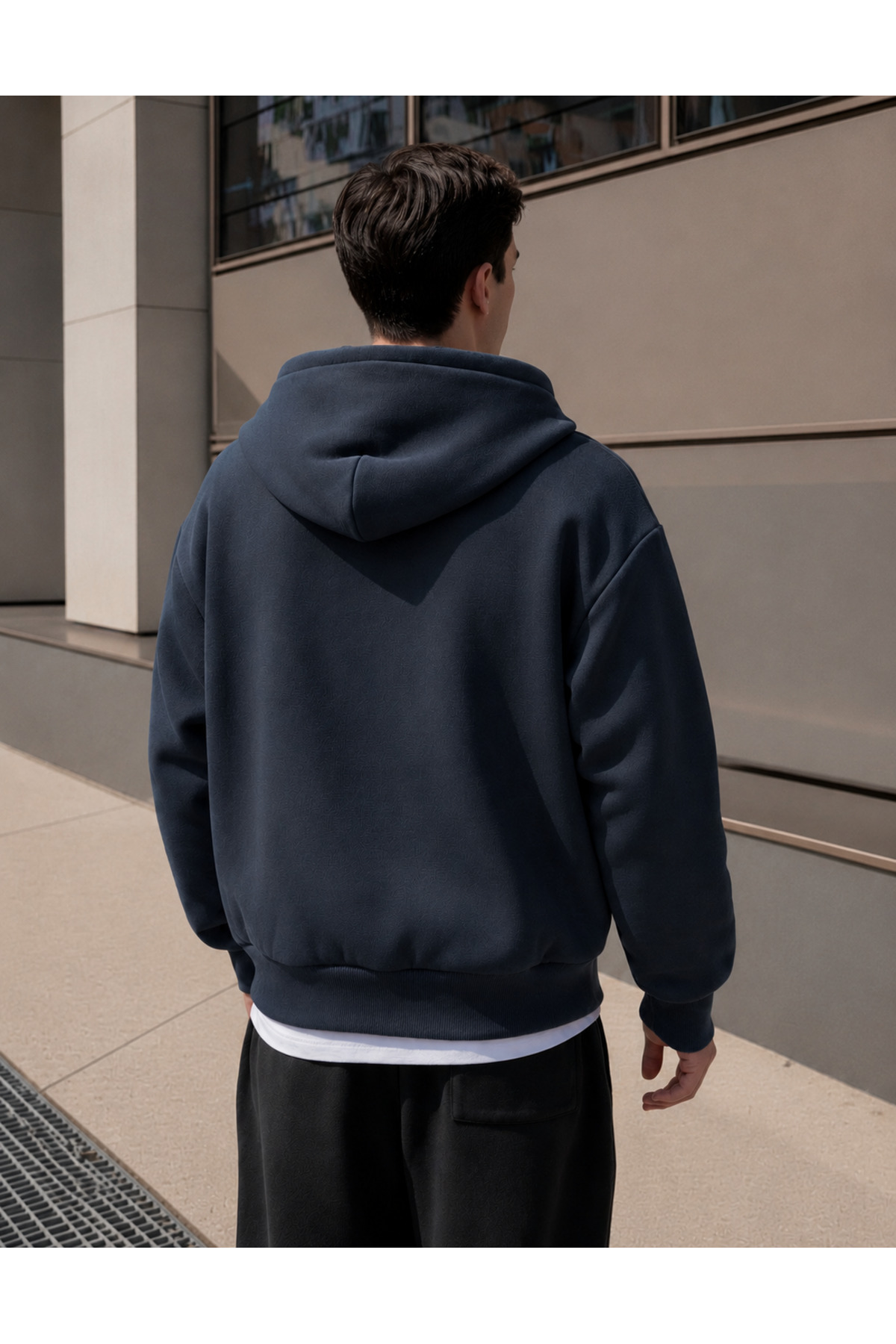 YAKAMEL ERKEK 3 İPLİK FERMUARLI KAPÜŞONLU OVERSİZE RAHAT SWEATSHIRT HIRKA görsel 3