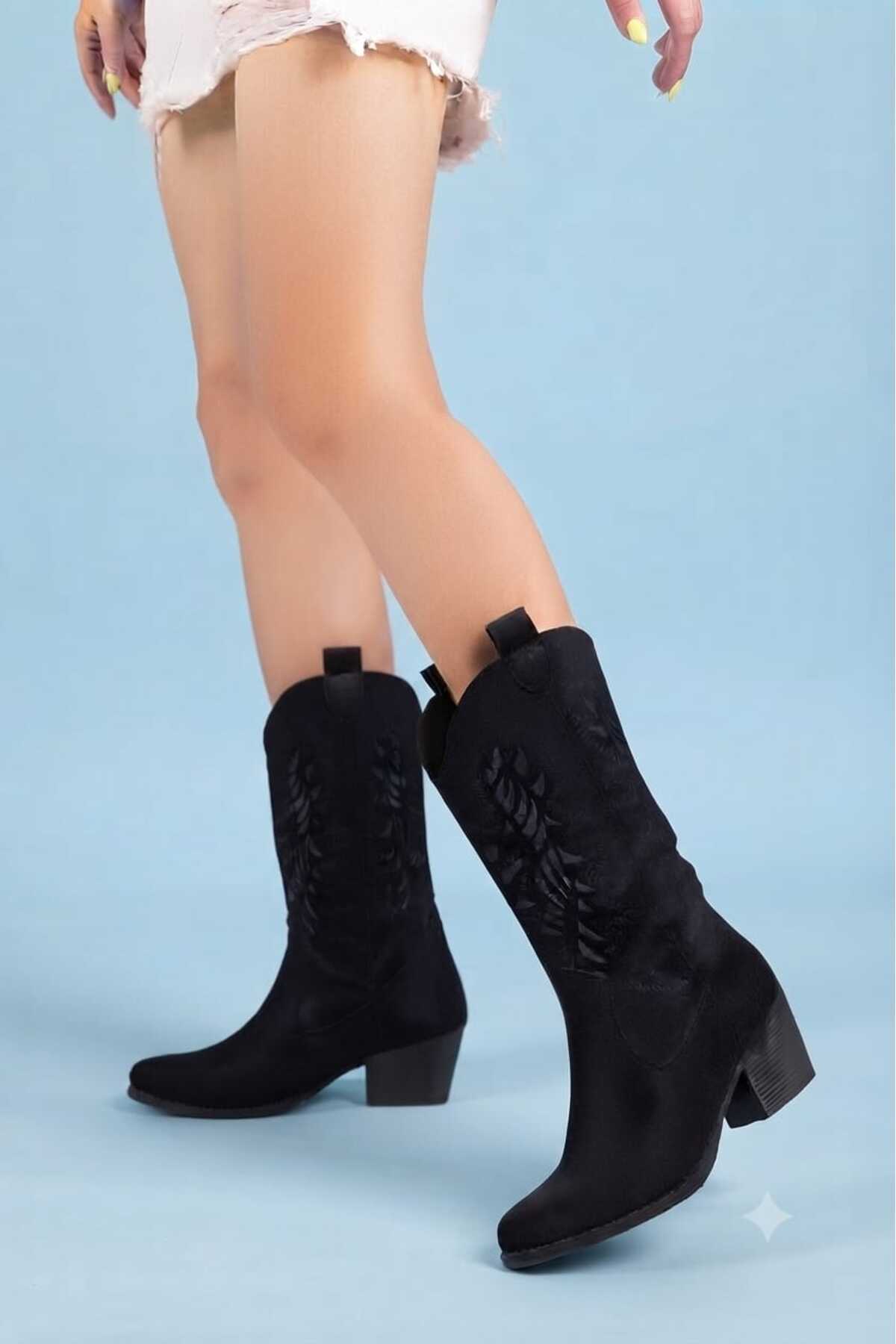 BERASHOES KADIN KOVBOY ÇİZME SÜET görsel 3
