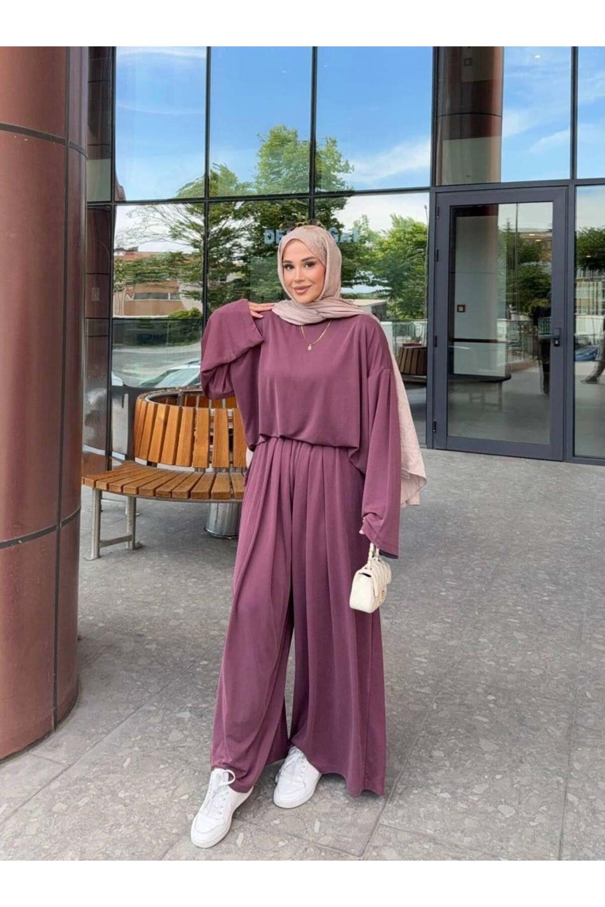 Lamelif Pile Detailed Casual Suit Rose