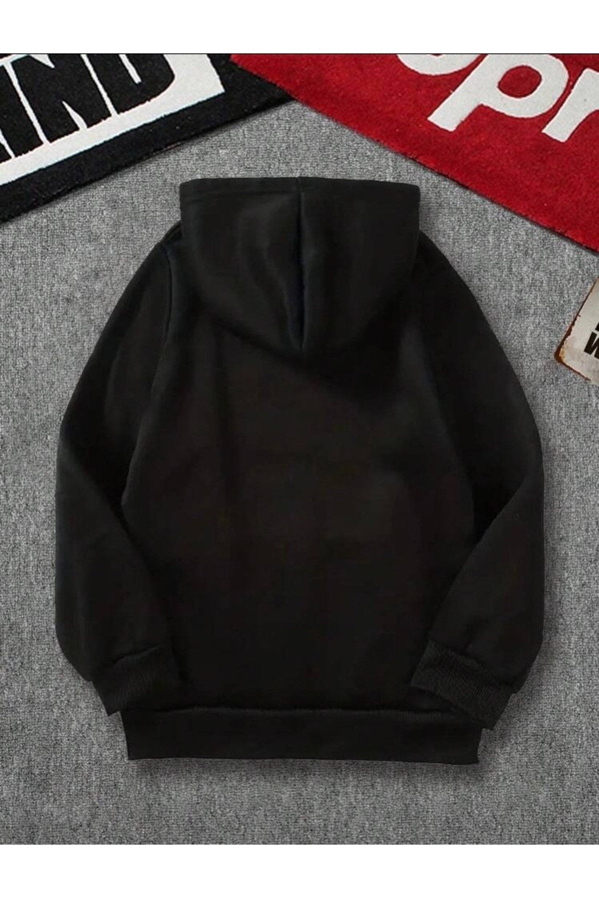 SANTAMİLA 3’lü Laci Gri Siyah Kapüşonlu Oversize Sweatshirt görsel 5