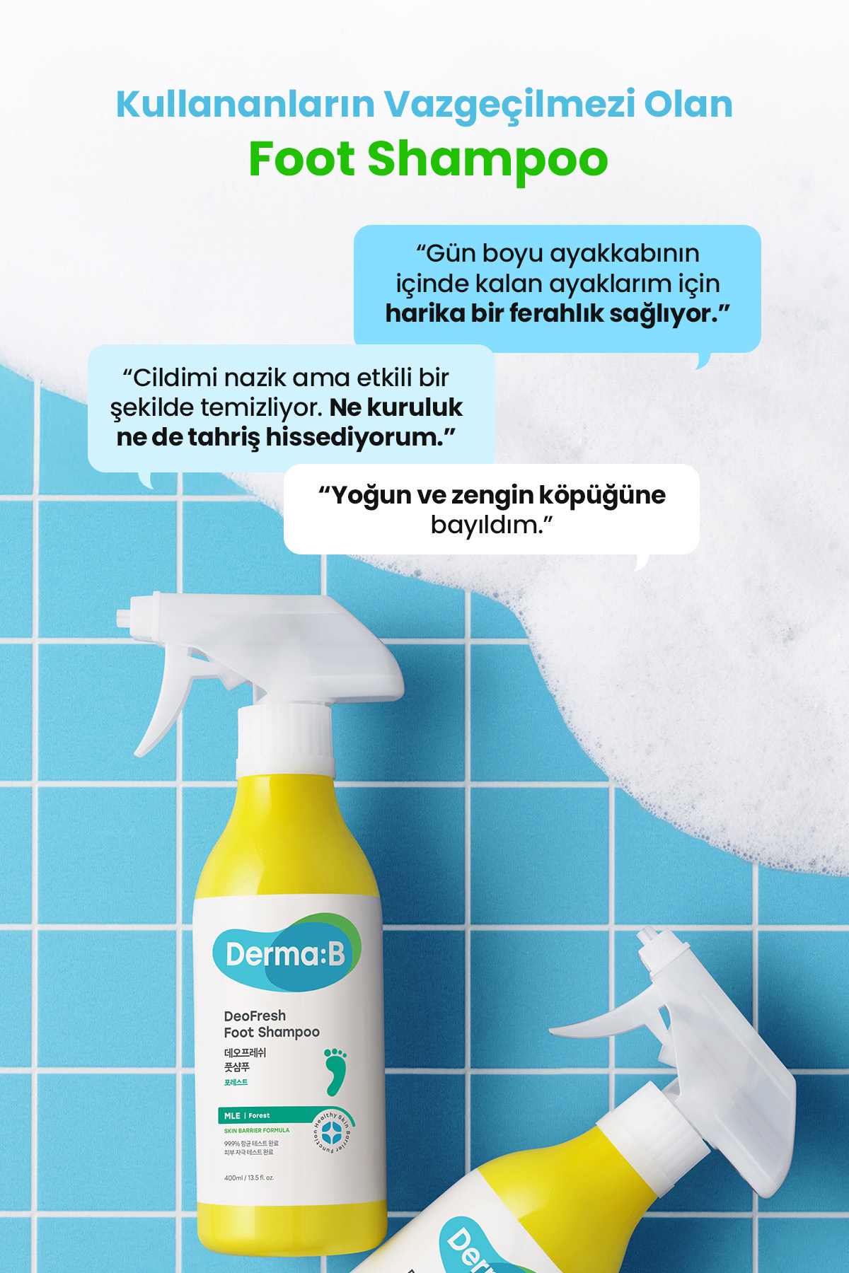 Kötü Koku Karşıtı, Nemlendirici ve Serinletici Ayak Şampuanı DERMA:B DeoFresh Foot Shampoo (Forest) — 8809723785803 — تصویر 3 از 9