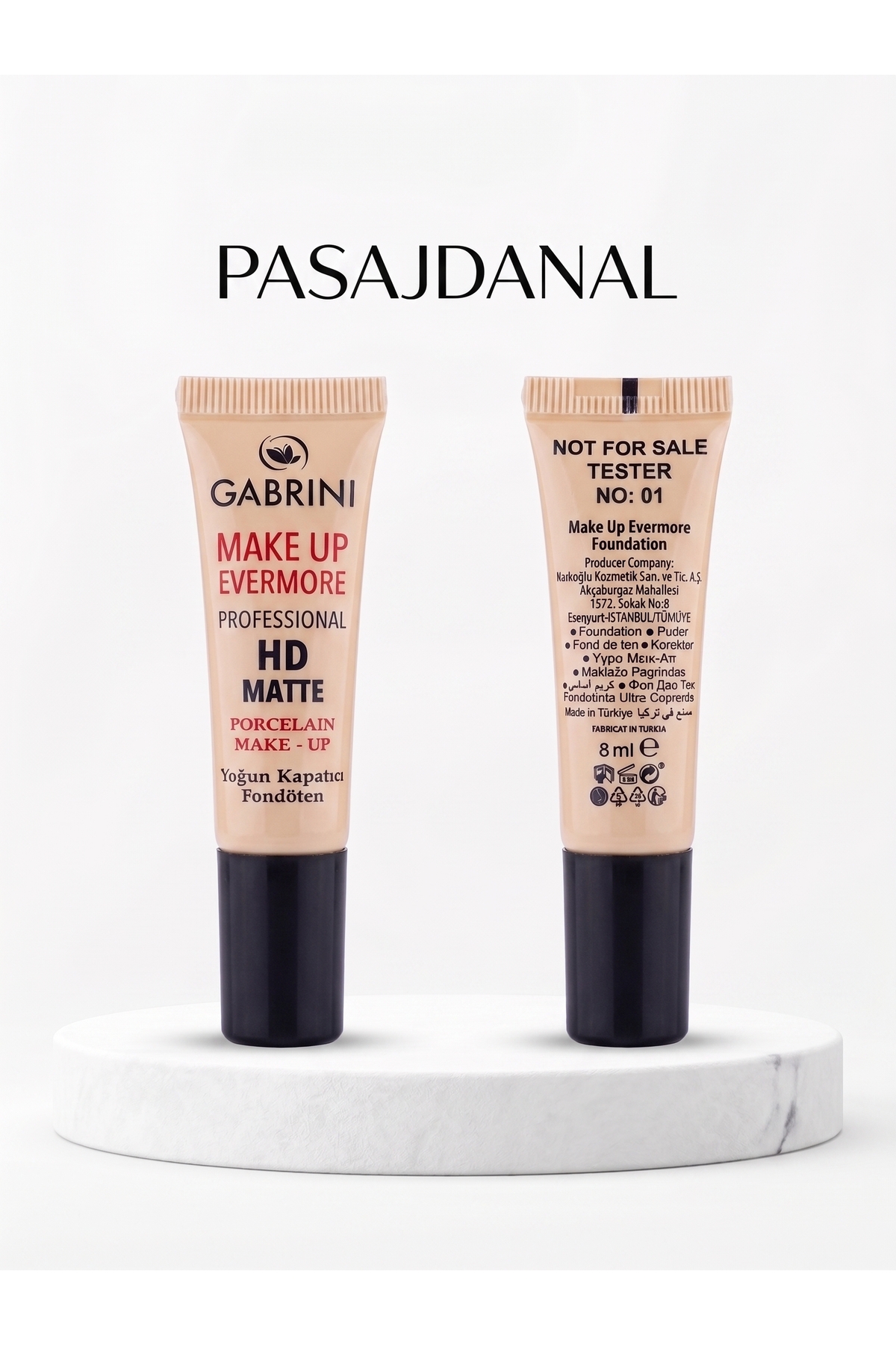 Gabrini Mat Fondöten Ultra Yoğun Kapatıcı Professional Hd 8 ml No: 1 TESTER