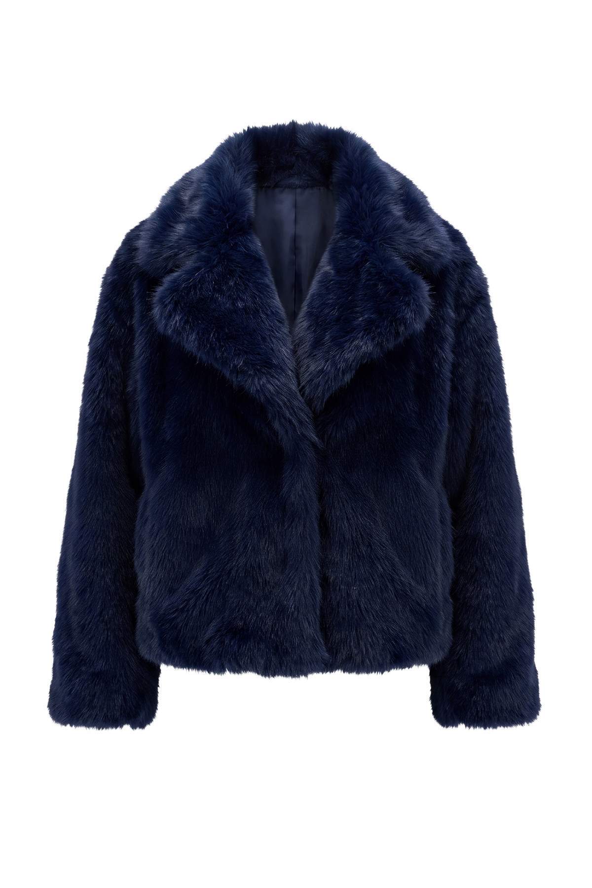 Trendyolmilla Lacivert Oversize Kalıp Kürk Mont TWOAW25MO00035