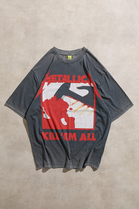 Overdrive Metallica Kill ’Em All Vintage Soluk Siyah Unisex Oversize T-Shirt