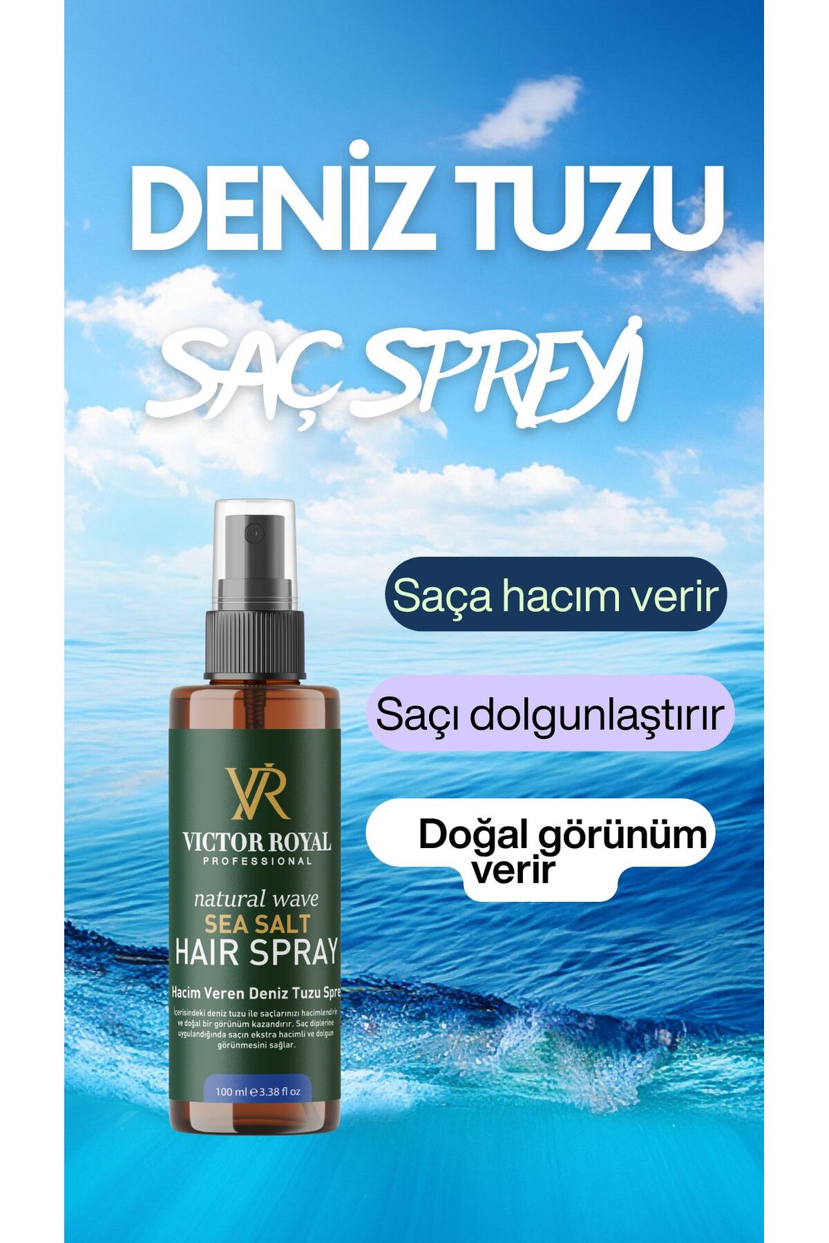 Hacim Ve Dolgunluk Veren Deniz Tuzu Saç Spreyi 100 ml — hacimsprey100 — تصویر 2 از 3