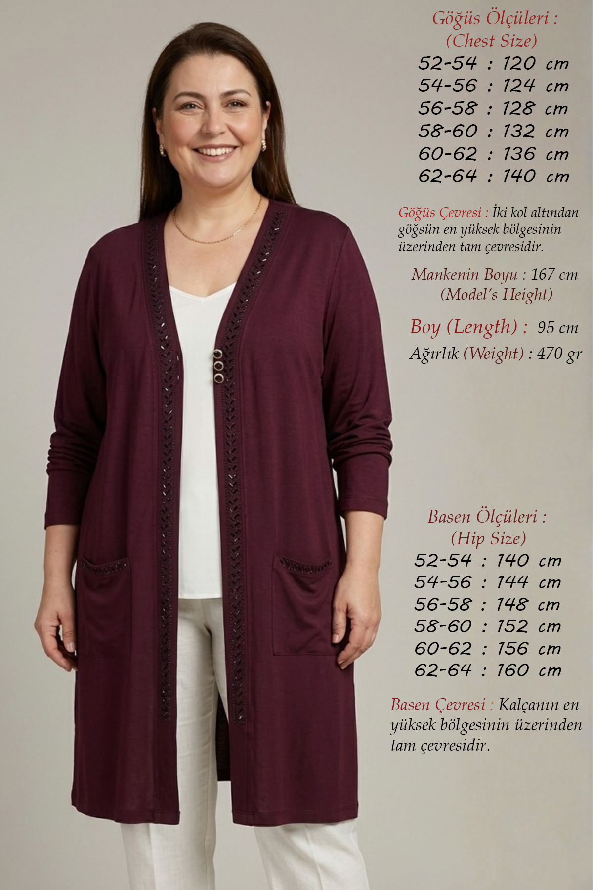 Plus Size Women's Summer Round Viscose Combed Cotton Breathable Mother Brit Buttoned Tunic Long Cardigan