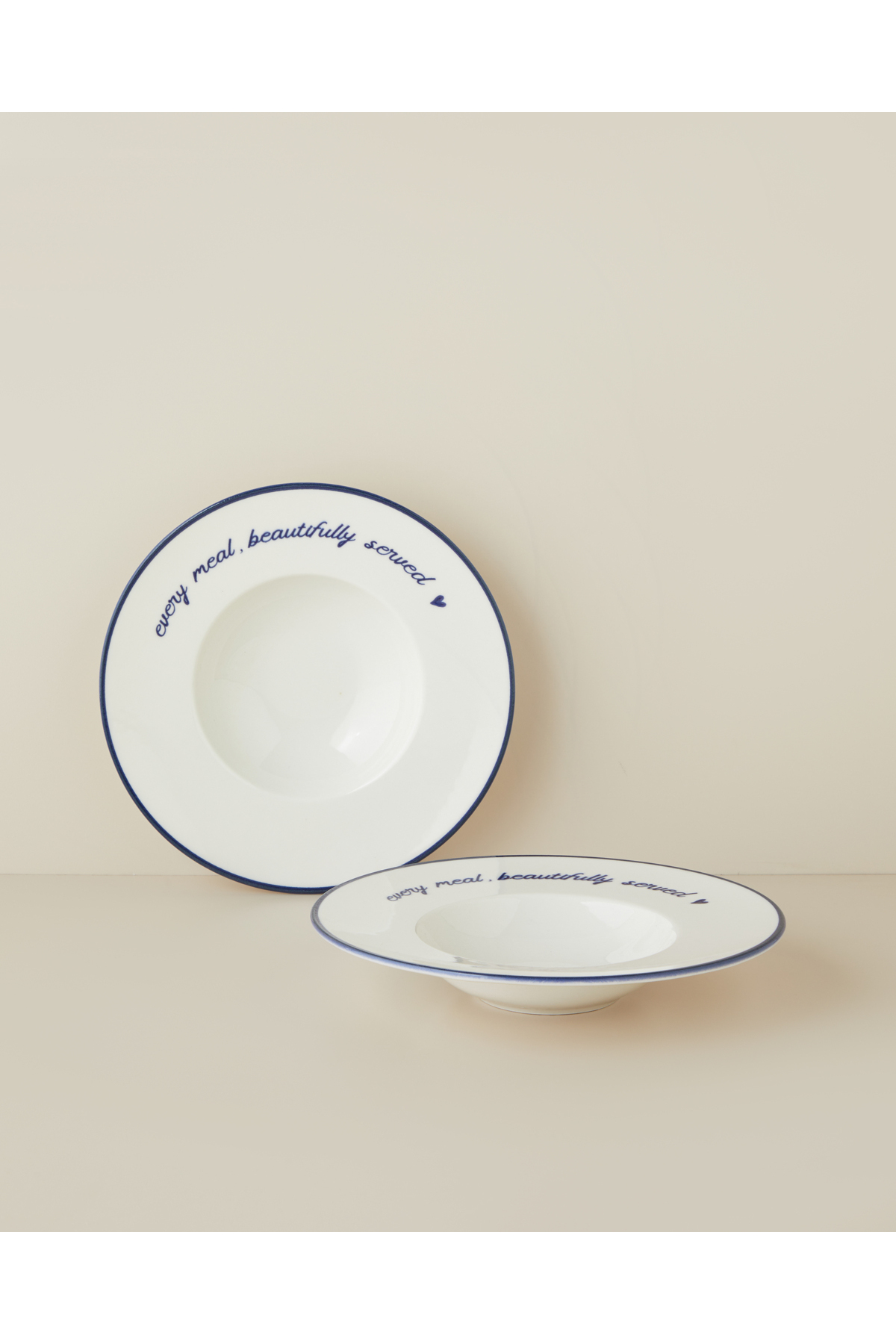 Feel Meal Porselen 2'li Makarna Tabağı 27 cm Beyaz - Lacivert