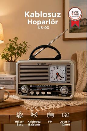 Torima Bluetooth Hoparlör Nostaljik Radyo Speaker NS03 Altın