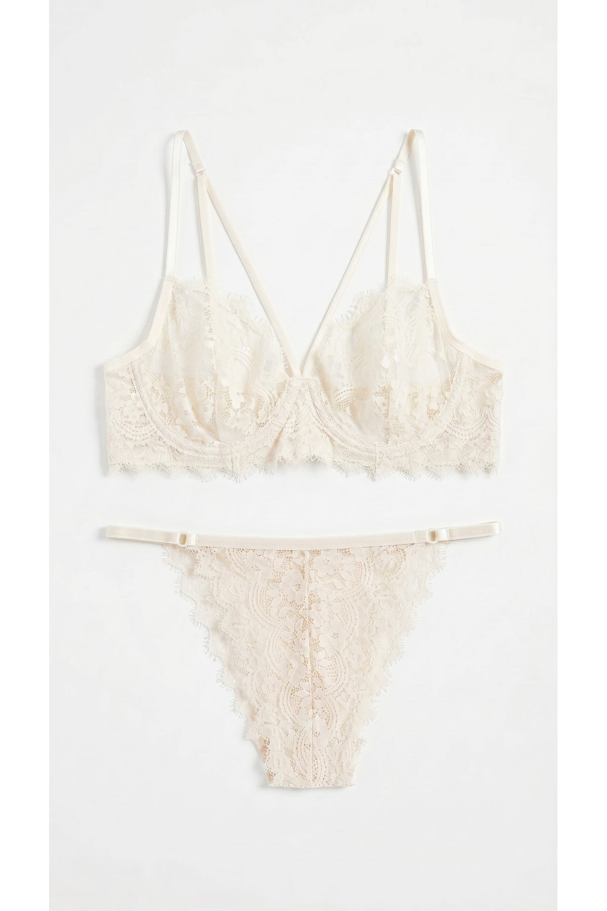 Ecru Slim Fit Aura Lace Bra Briefs Set