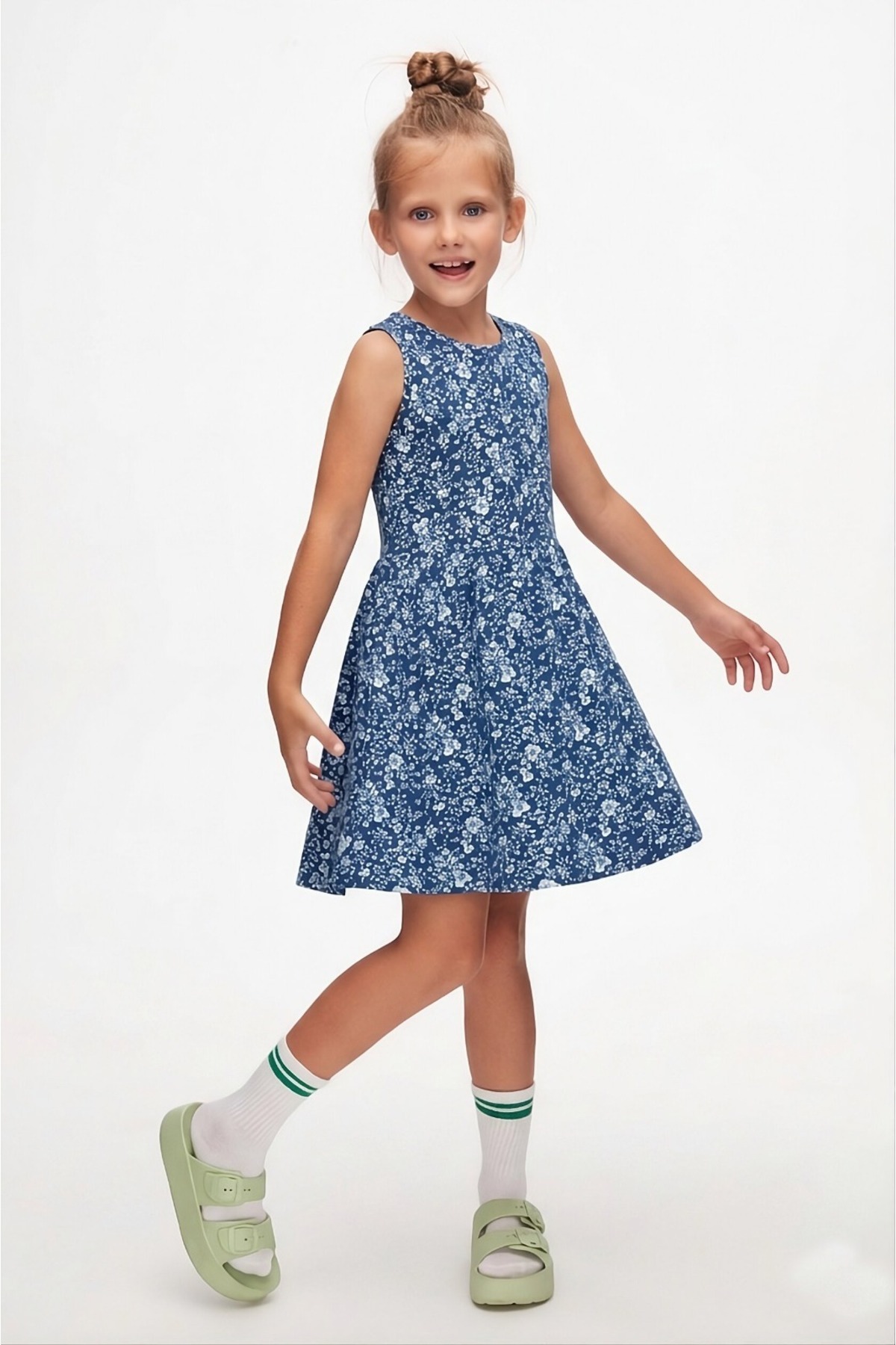 LOVETTI Midnight Garden Kız Çocuk Desen Kolsuz Elbise
