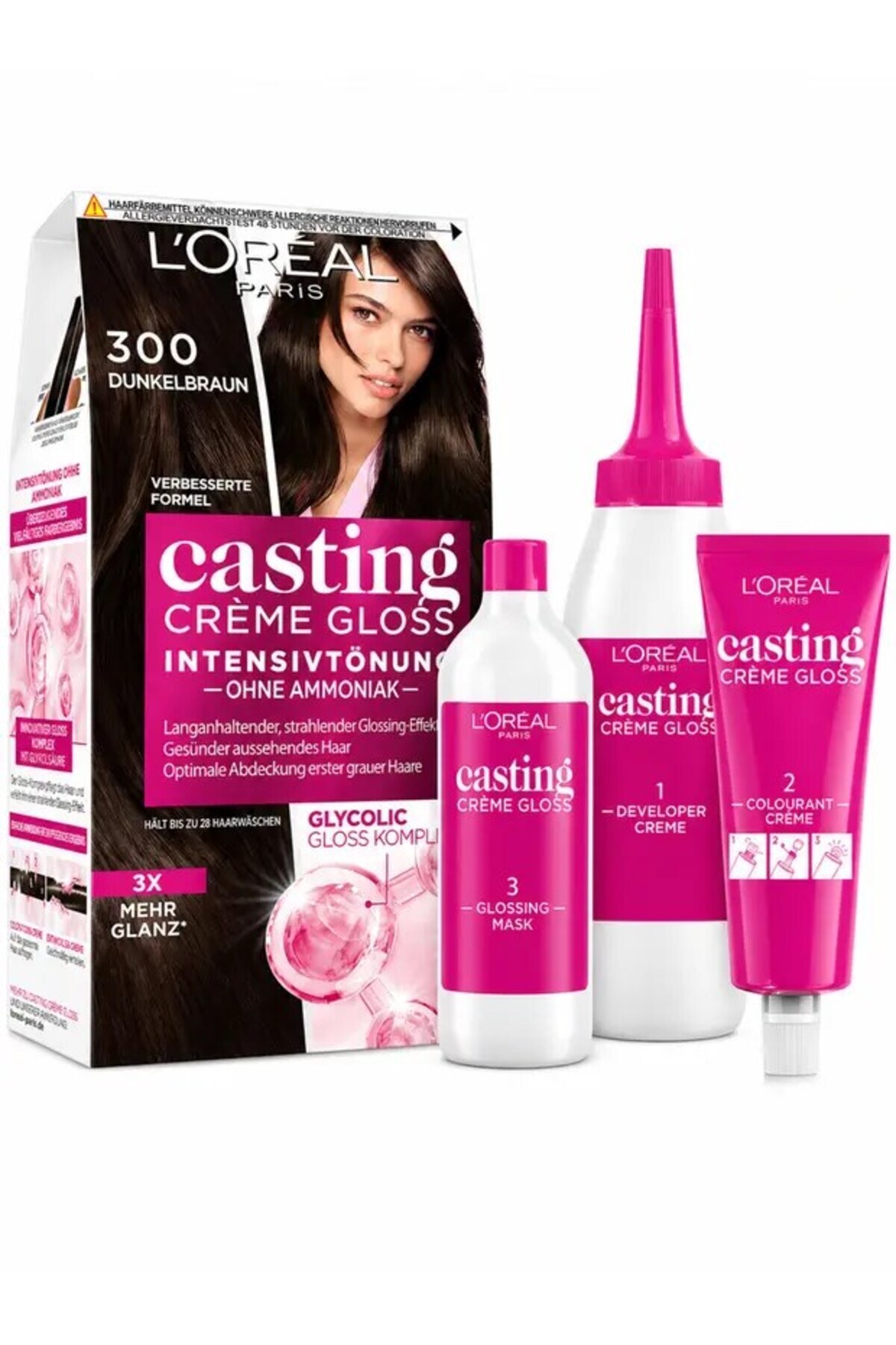 کرم رنگ مو Casting Creme Gloss #300-قهوه‌ای تیره لورآل پاریس 180 میلی‌لیتر
