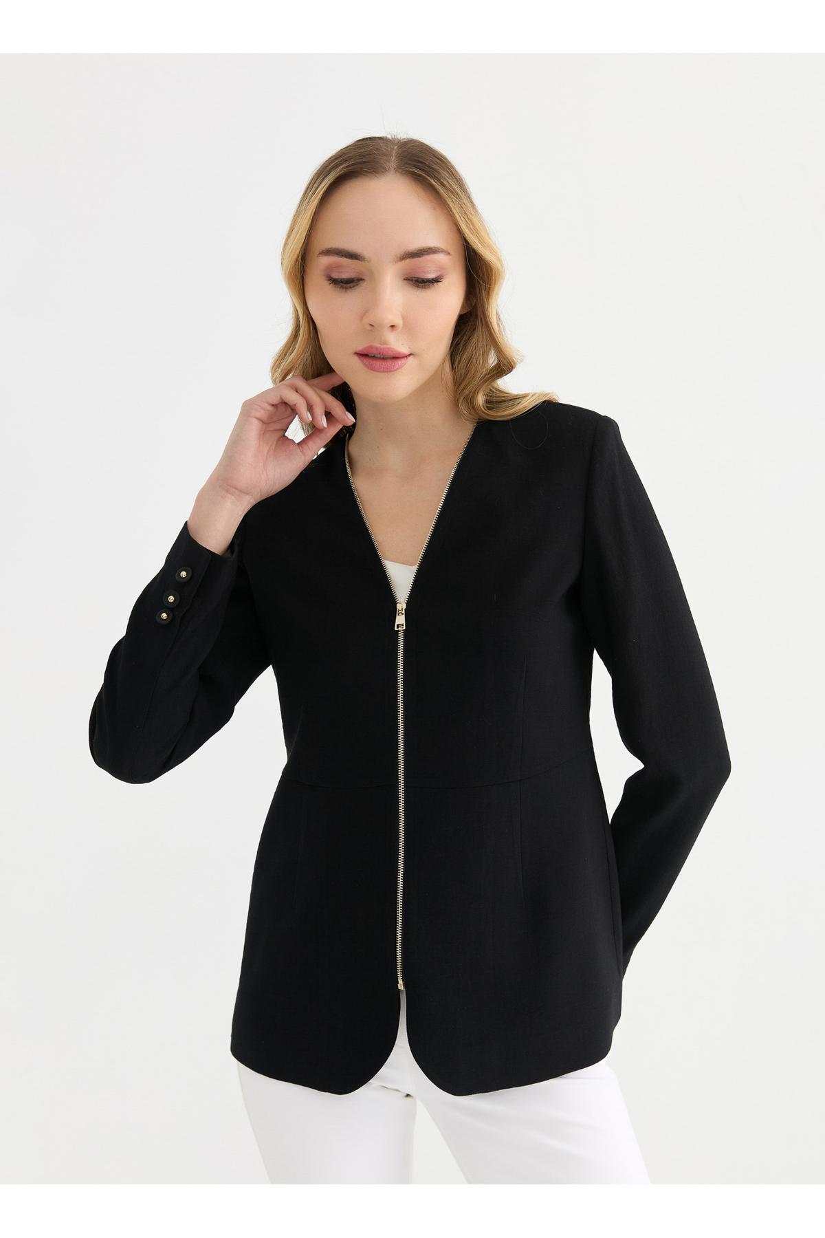Selen Siyah Kadın Ceket 26YSL1619 görsel 4