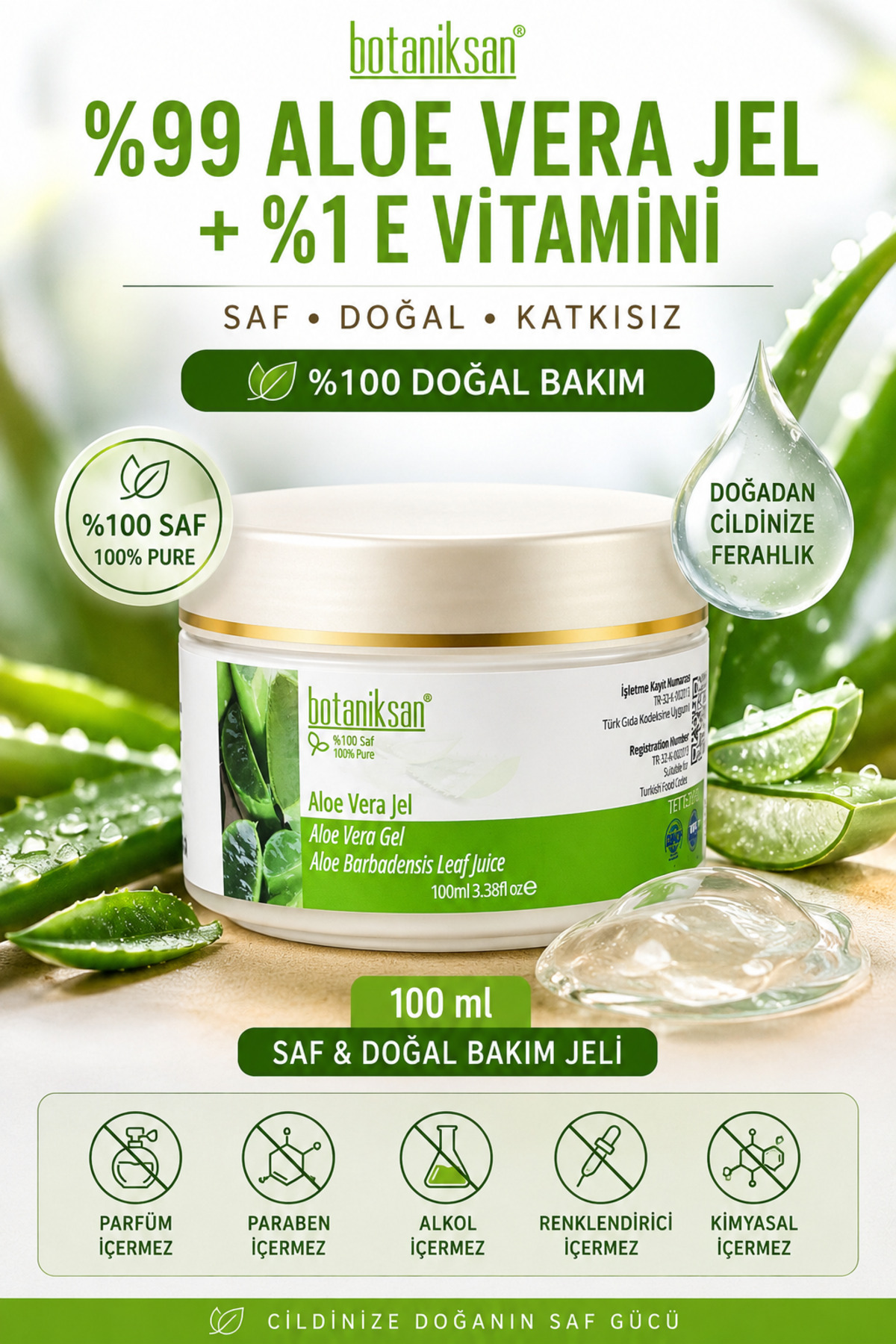 botaniksan 100ml 100% Aloe Vera Gel - Pure, Natural, No Additives- Trendyol