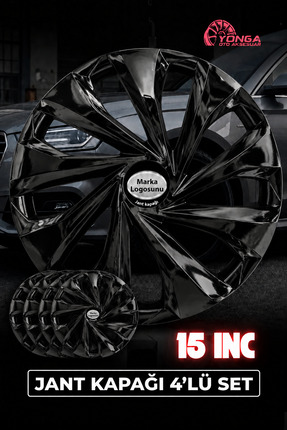 YONGA OTO AKSESUAR Ford Connect Jant Kapağı 15 İnç Kırılmaz 4'lü + 4 Amblem +...