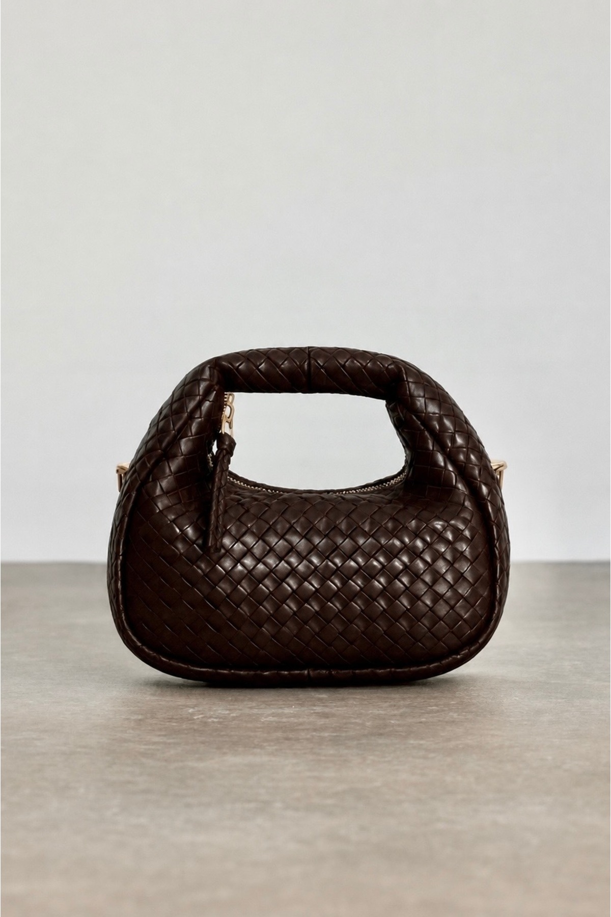 Women's Mini Clutch Braided Handbag Brown 911