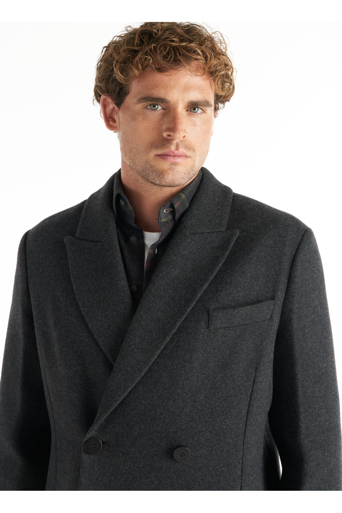 Ted Baker DIAGONAL DOKULU OVERSIZE KRUVAZE PALTO görsel 5