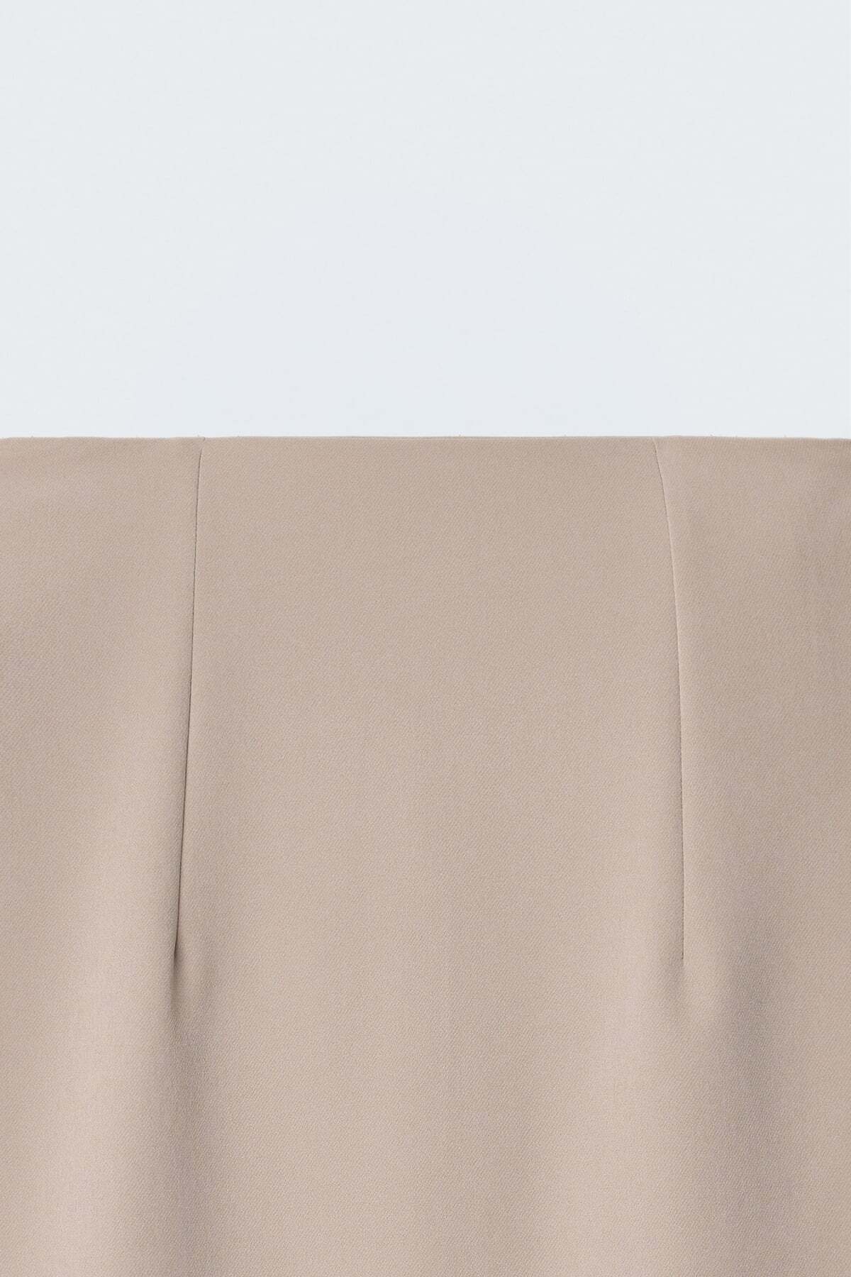 Sateen Düz Kalem Etek - Koyu Bej görsel 6