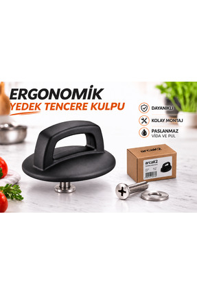 arcaK2 Tencere Cam Kapak Kulp u ve Paslanmaz Vidasıyla Beraber (1Adet)