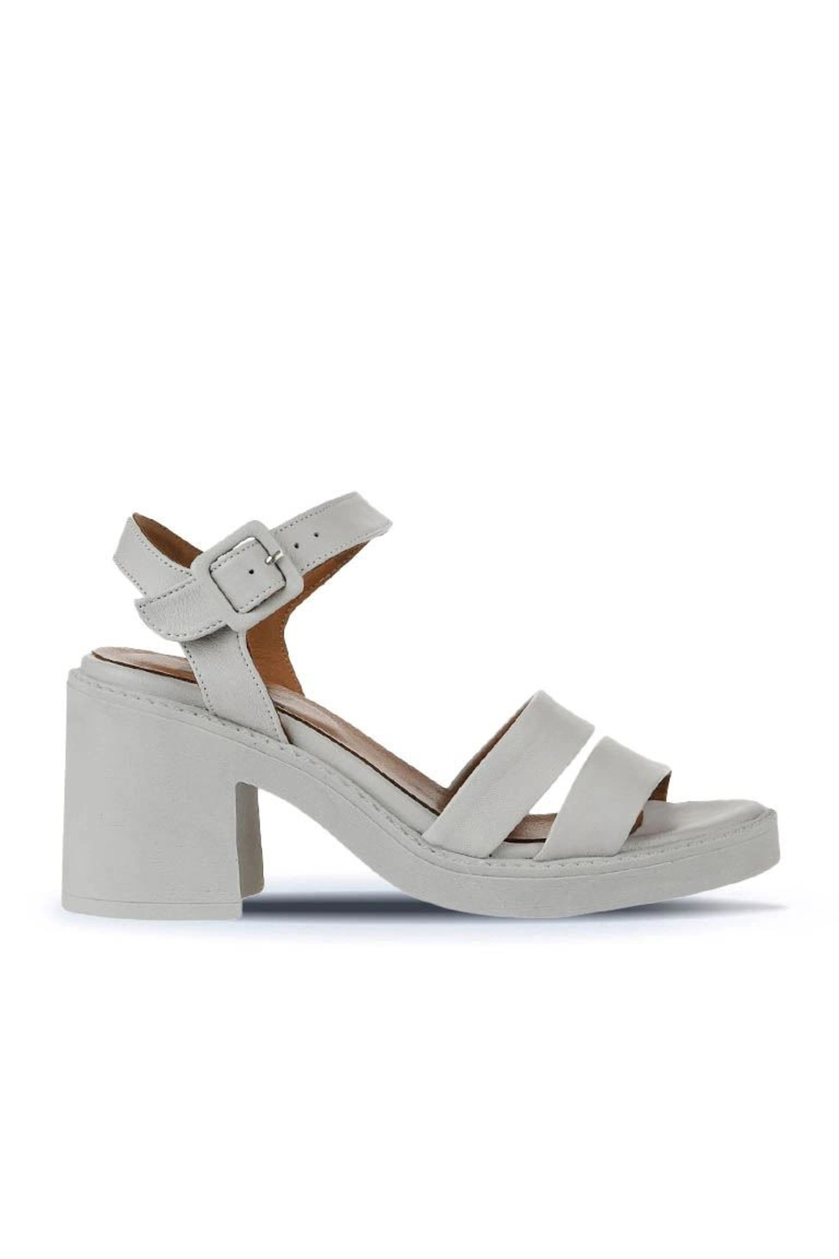 Ecru Women's Leather Heeled Sandals 01wy12506