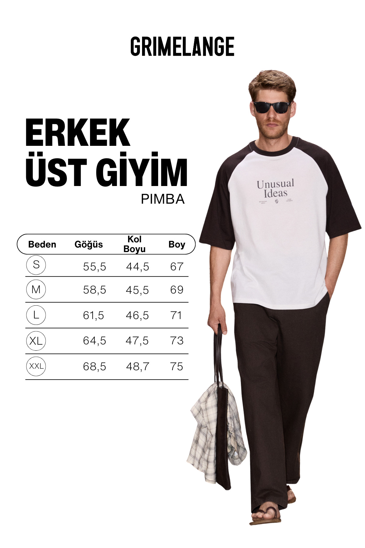GRIMELANGE PIMBA Erkek %100 Organik Pamuklu Yakası Ve Kolları Kontrast Renkli Ekru/Kahverengi T-Shirt görsel 6