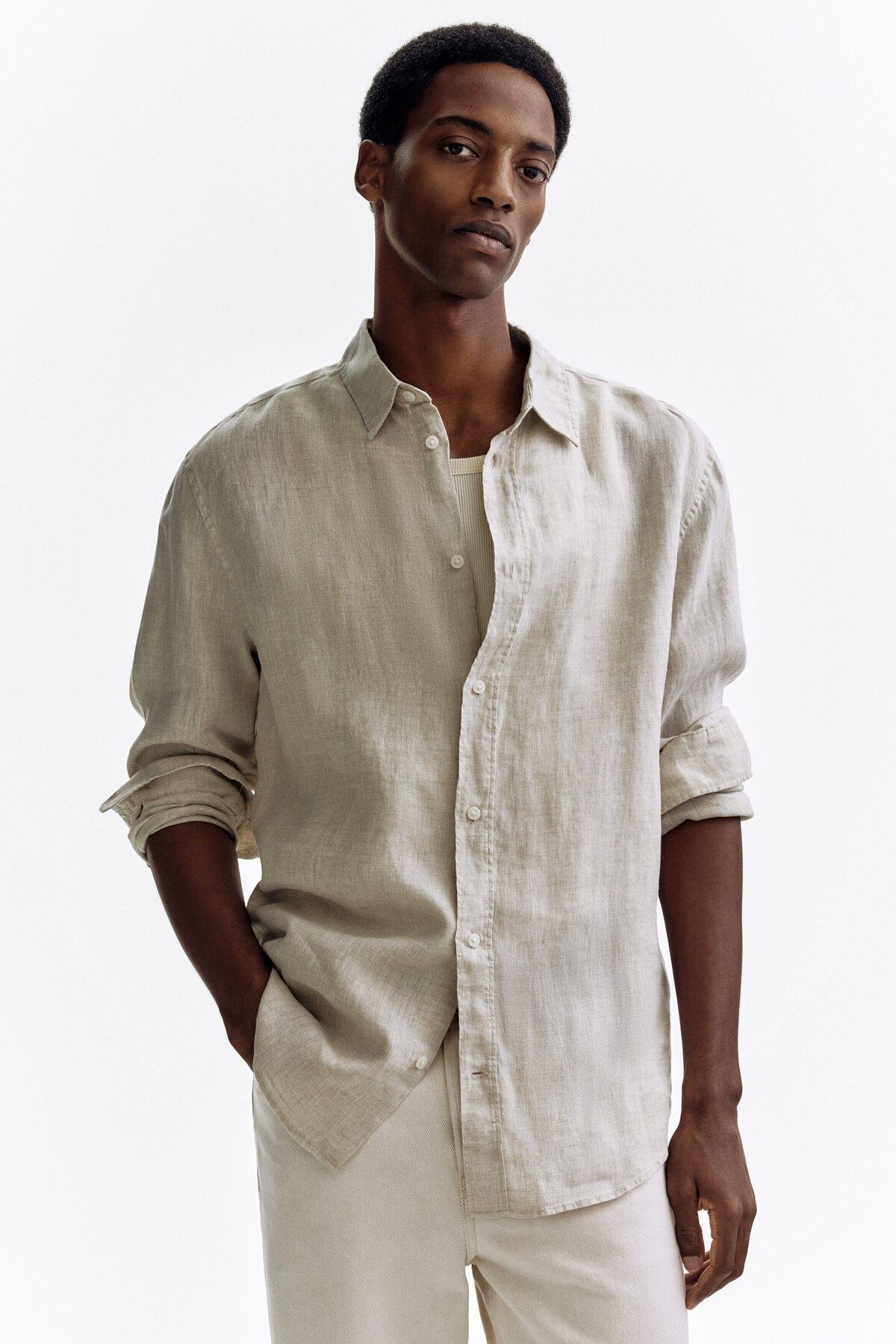 پیراهن کتانی سایز معمولی اچ اند ام پیراهن H&M