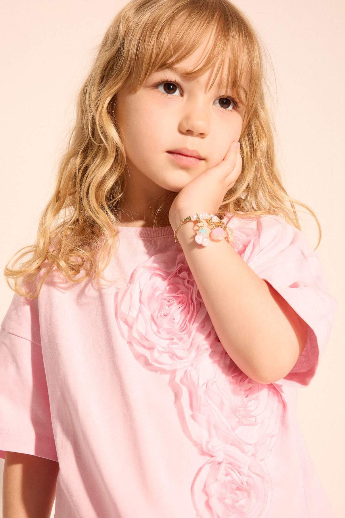 Defacto 100% Cotton 3D Combed Cotton Short Sleeve T-Shirt Baby Girl H5997A526Sm