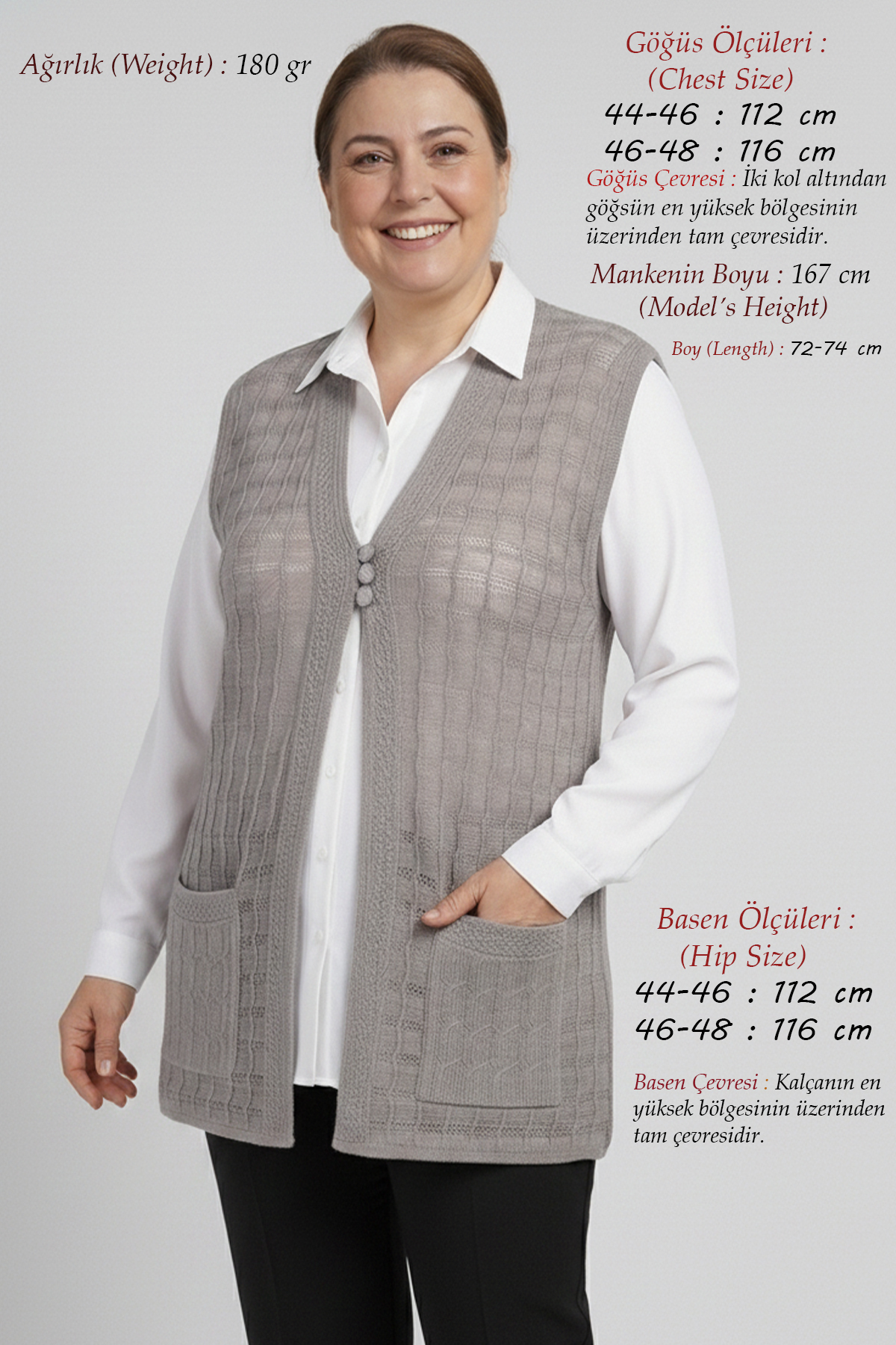 Knitwear Plus Size Women's Pillowtop Opaque Seasonal Spring Mercerized Thin Mother Grey Vest