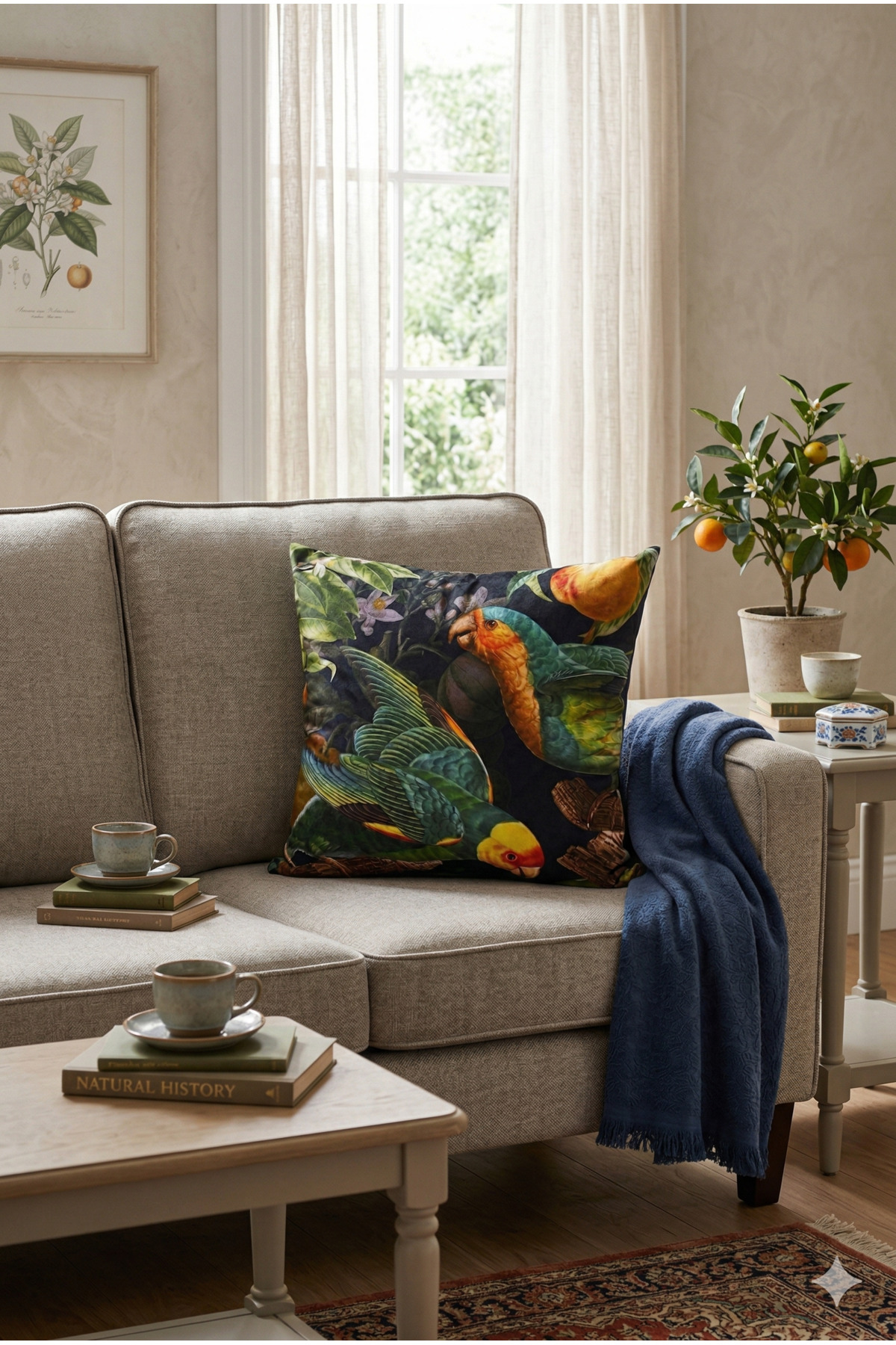 Bird Pattern Digital Print Decorative Pillowcase 45x45