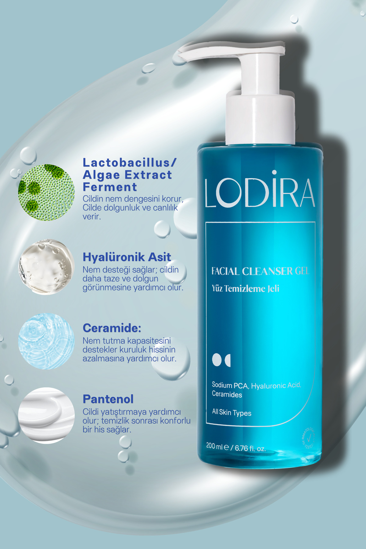 Sebum Dengeleyici, Aydınlatıcı Etkili Tüm Cilt Tiplerine Uygun Yüz Yıkama Jeli 200 ml — LDR-008 — تصویر 4 از 8