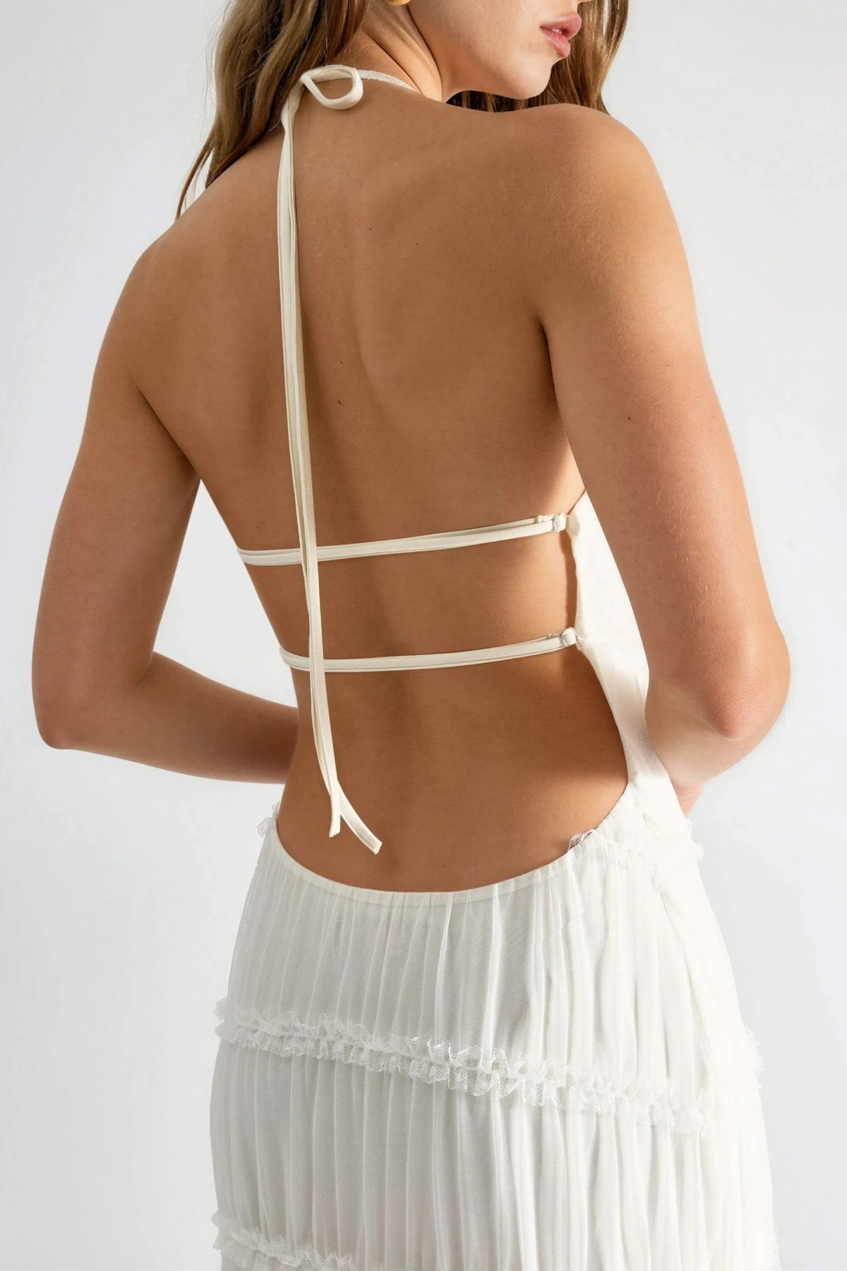 Hiccup Halter Yaka Dokulu Maxi Elbise görsel 7