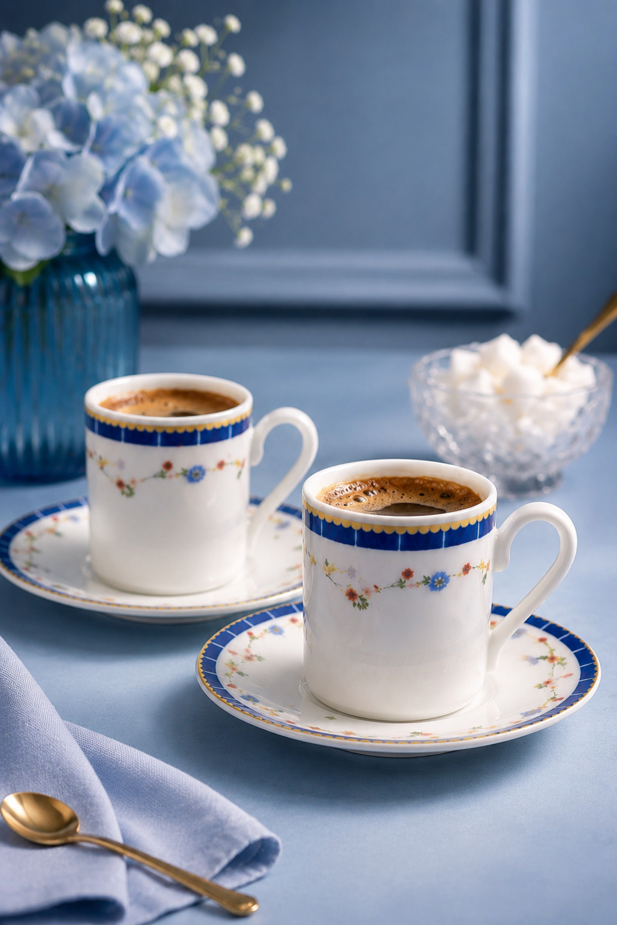 YzHome 2-Person Porcelain Flower Branch Coffee Cup Set 90ml