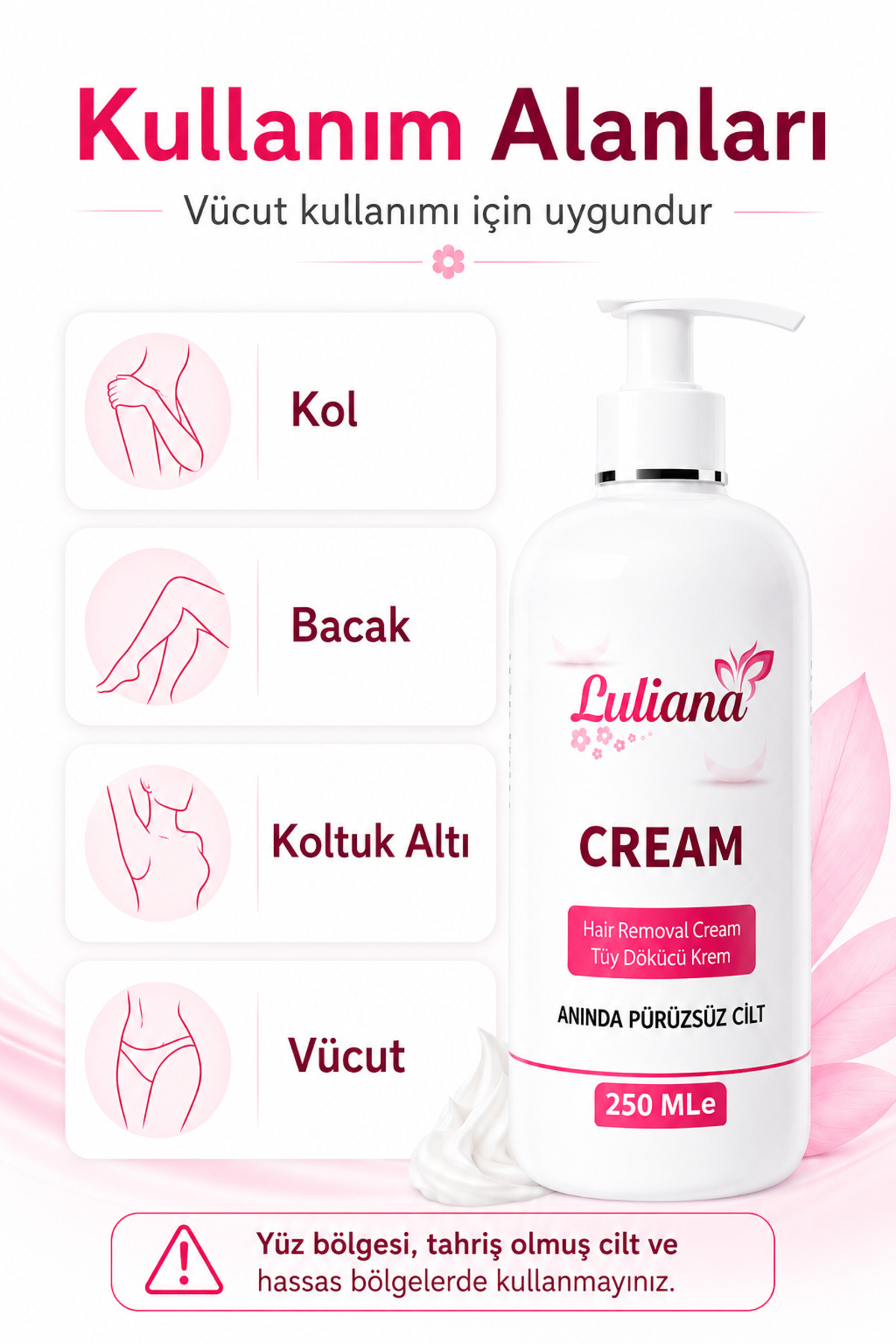 Tüy Dökücü Krem 250 ml Hassas Ciltlere Uygun Kolay Kullanım Pürüzsüz Cilt Etkisi — HR5464784848 — تصویر 4 از 8