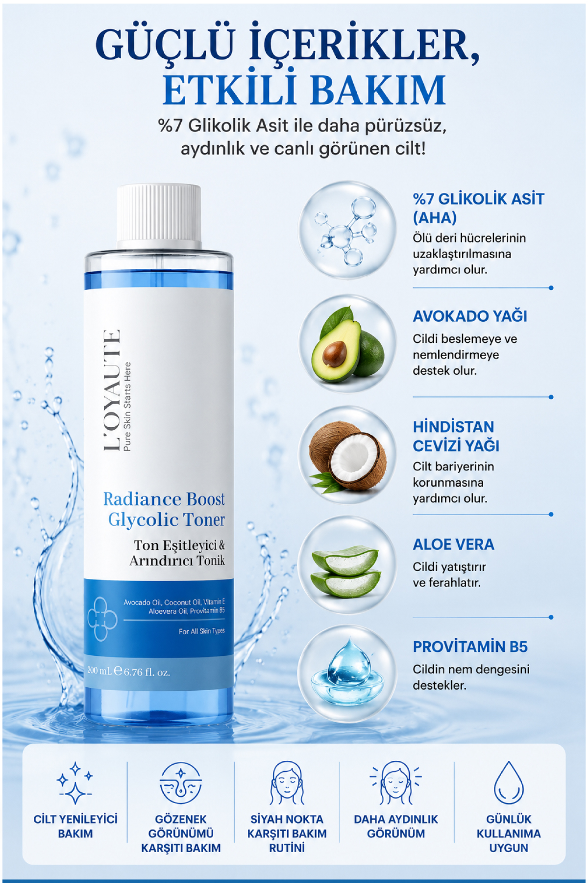 Glikolik Asit Arındırıcı & Gözenek Sıkılaştırıcı Tonik 200 ml — LGAT2606 — تصویر 4 از 5