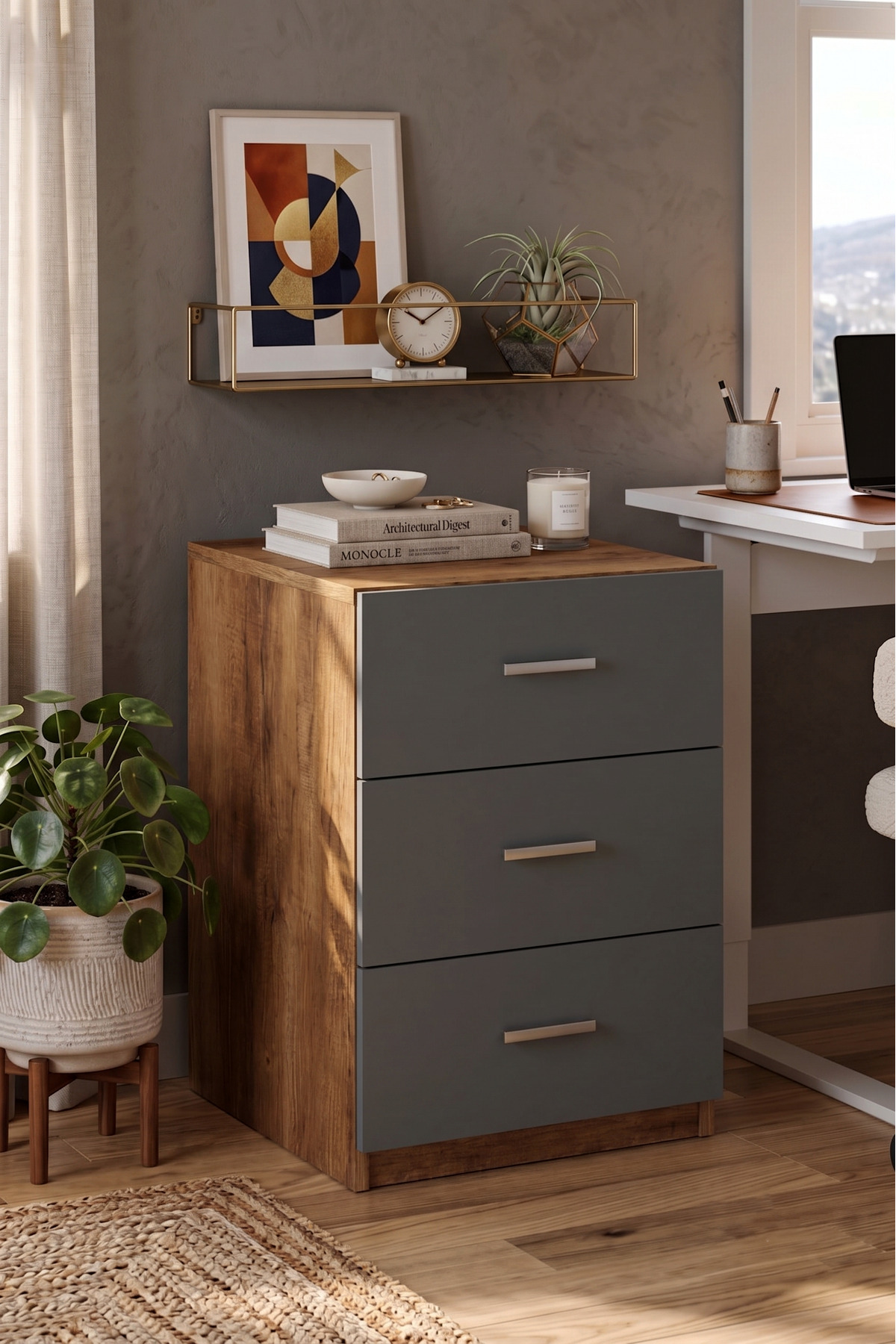 Vario C Office 3-Piece Caisson Baroque-Anthracite