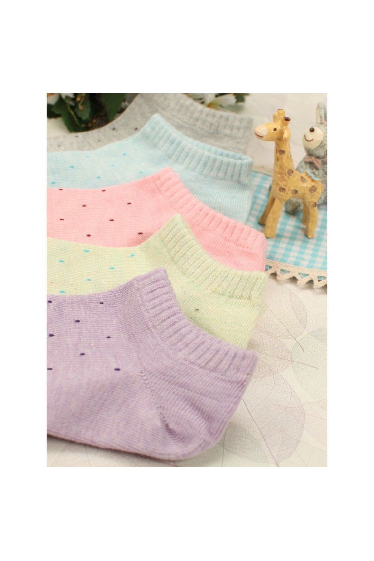 Sky Socks 8'Li Puantiye Desenli Ekonomik Paket Patik Çorap Seti görsel 6