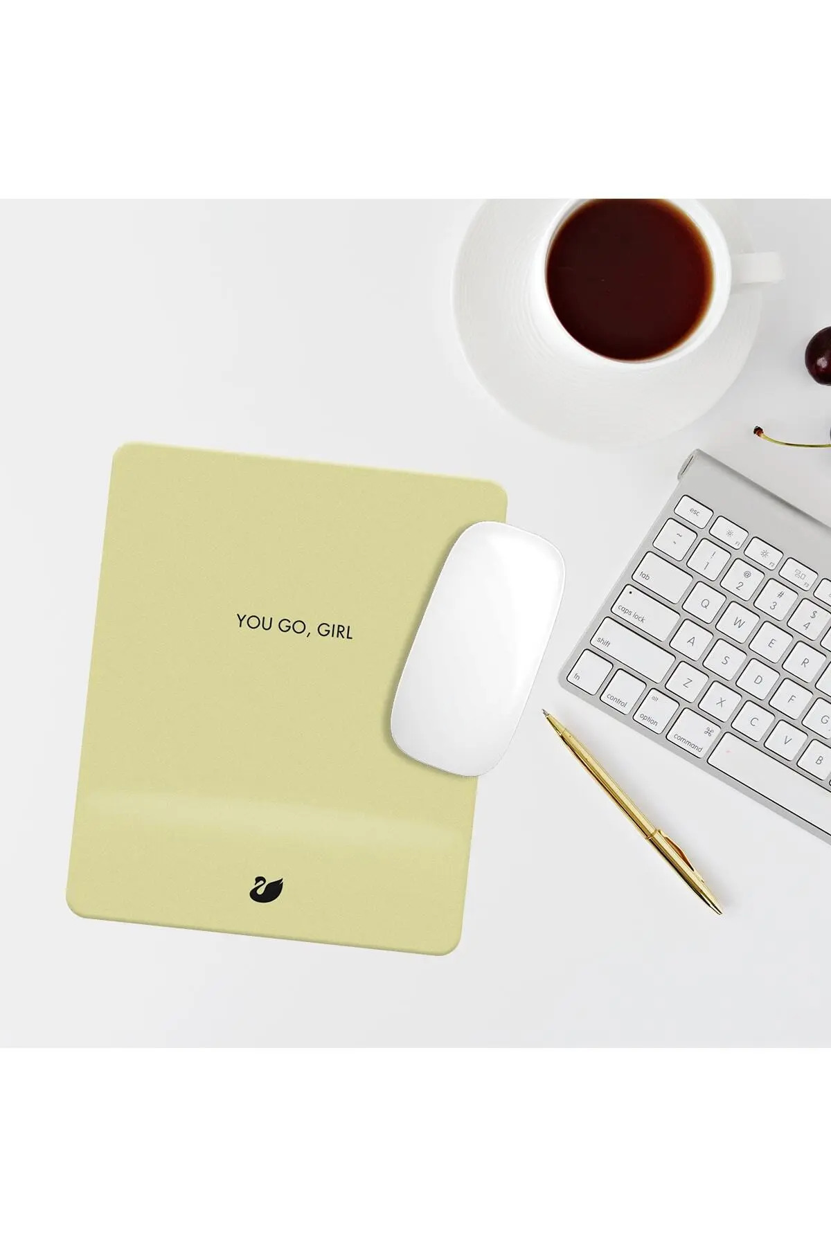 Yellow You Go Girl Written Rectangle Mouse Pad Mouse Pad with Wrist Support