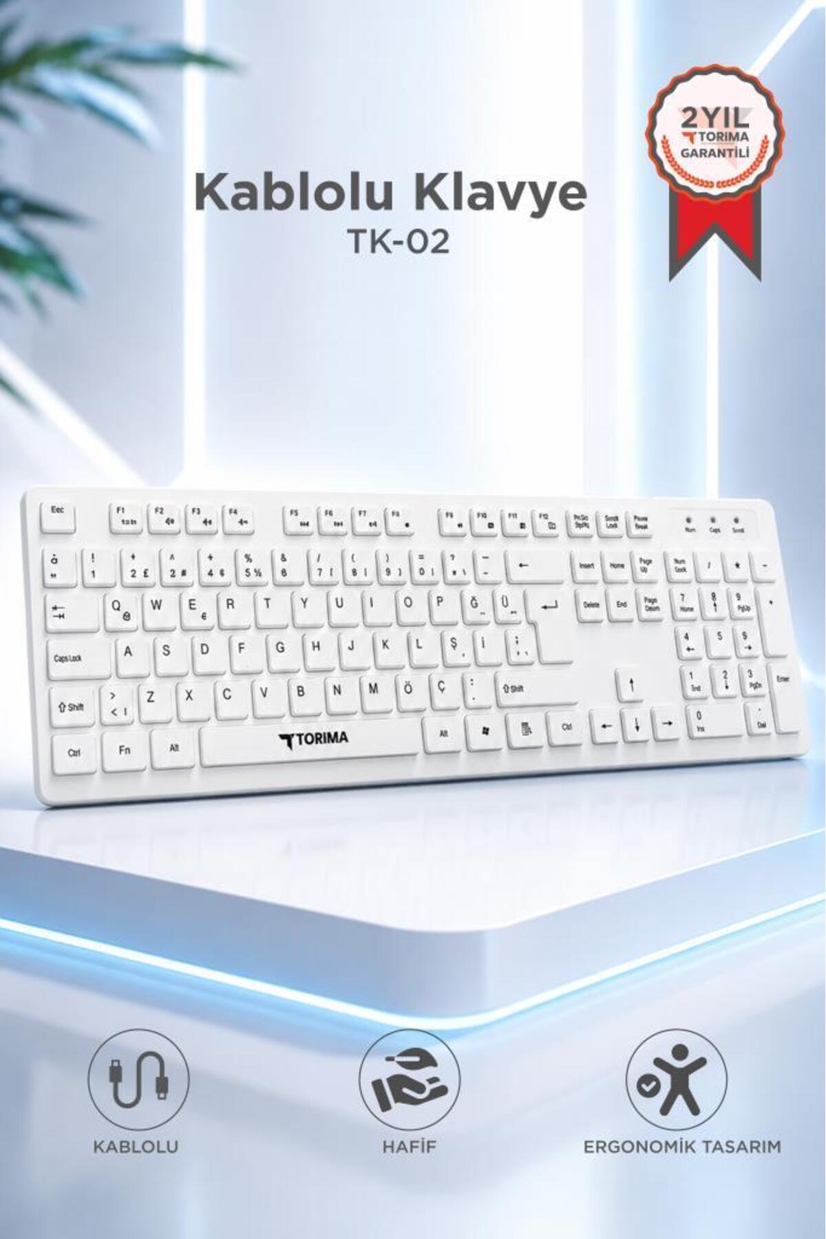 کیبورد کابلی Q کامپیوتر اداری TK02 سفید