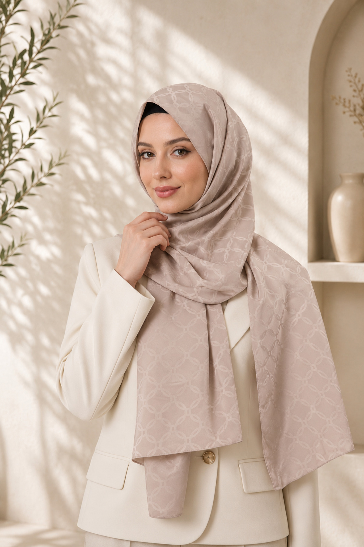 MİRSOY SCARF Lina Desen Kaymaz jakarlı Şal