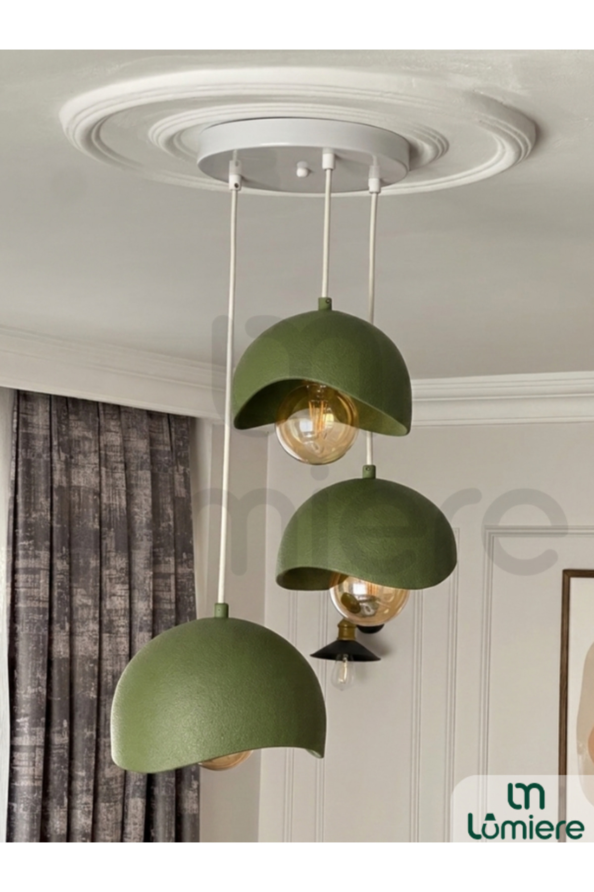 Scandinavian &Bohemian 3-Piece Pendant with Concrete Look -Professional Design, Includes Daylight Bulb