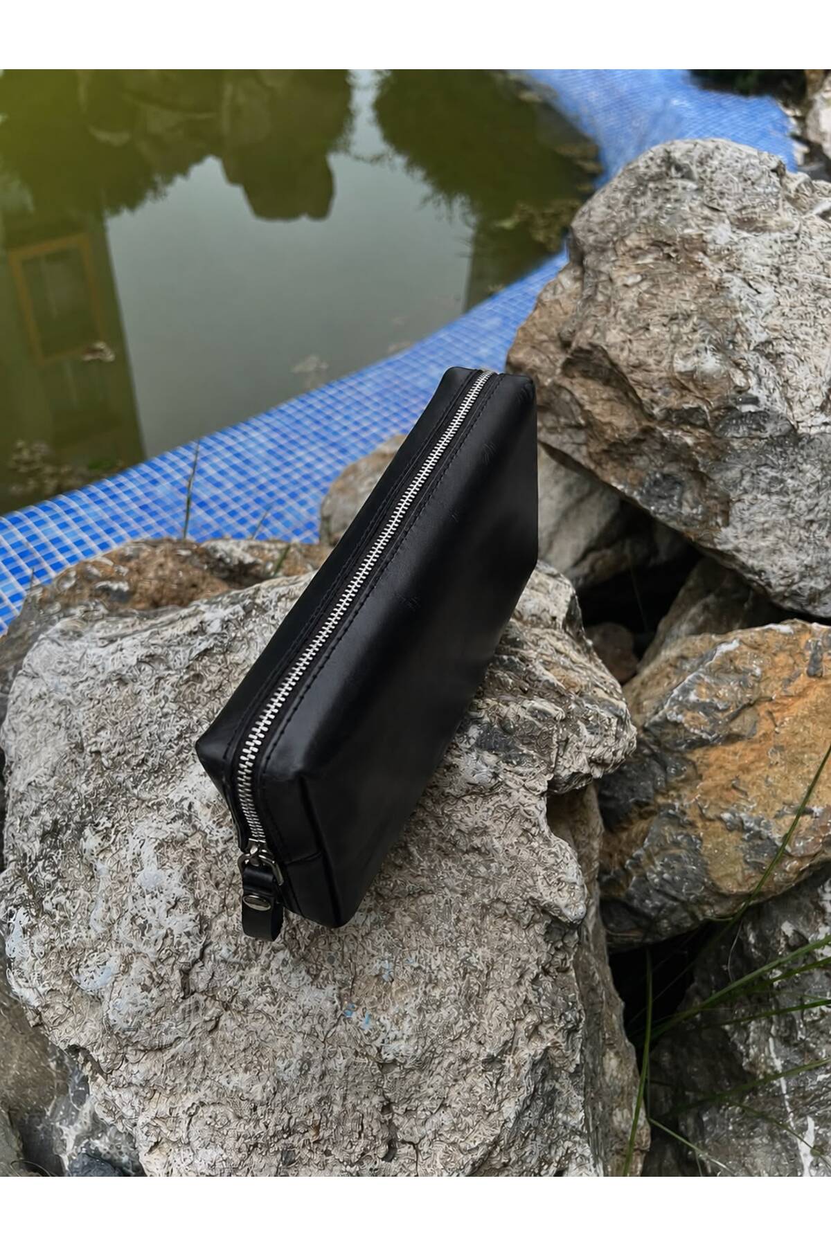 ÖzkanAccessory Capella Hakiki Deri Siyah Unisex El Çantası görsel 4