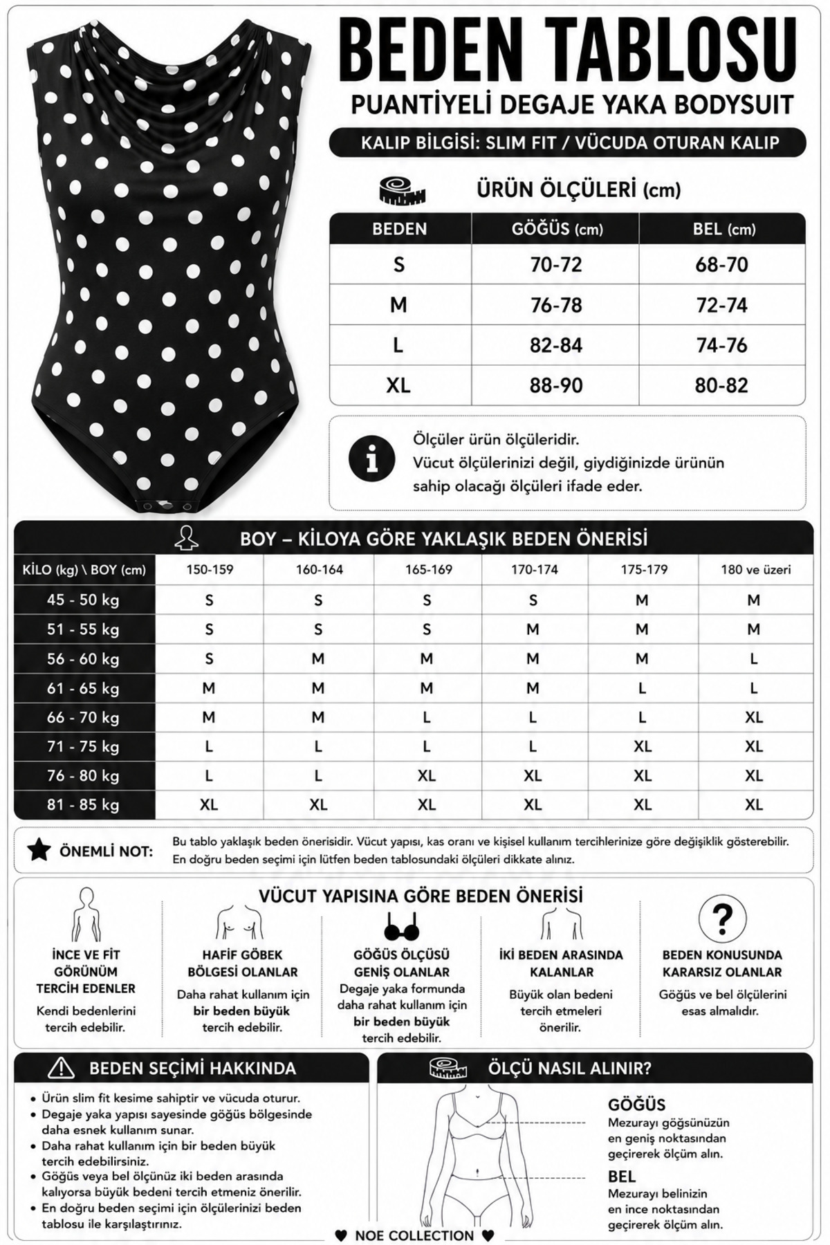 Kadın Degaje Yaka Puantiyeli Çıtçıtlı Body Likralı Bodysuit - Siyah 5