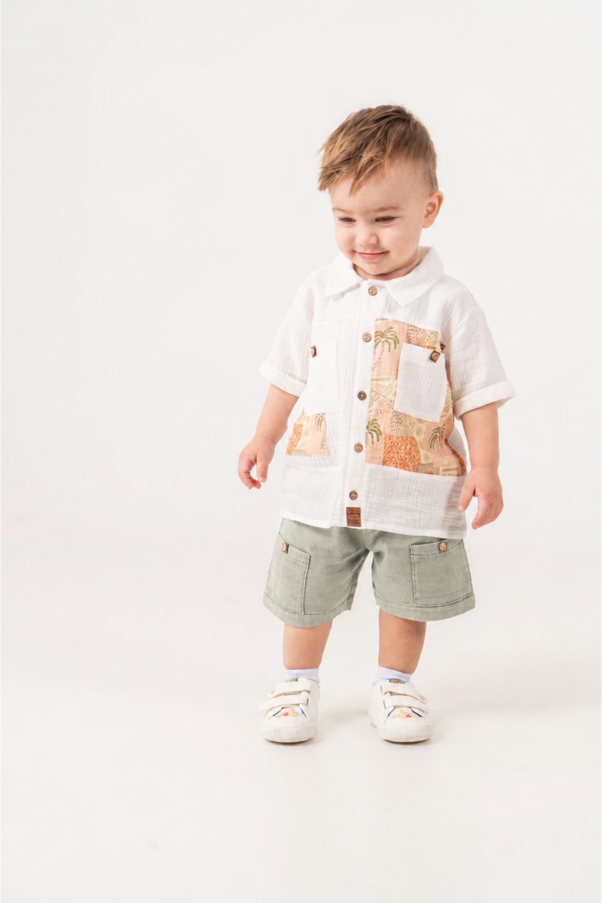 JNF kids Baby Boy Summer Muslin Shirt and Shorts 2-Piece Set